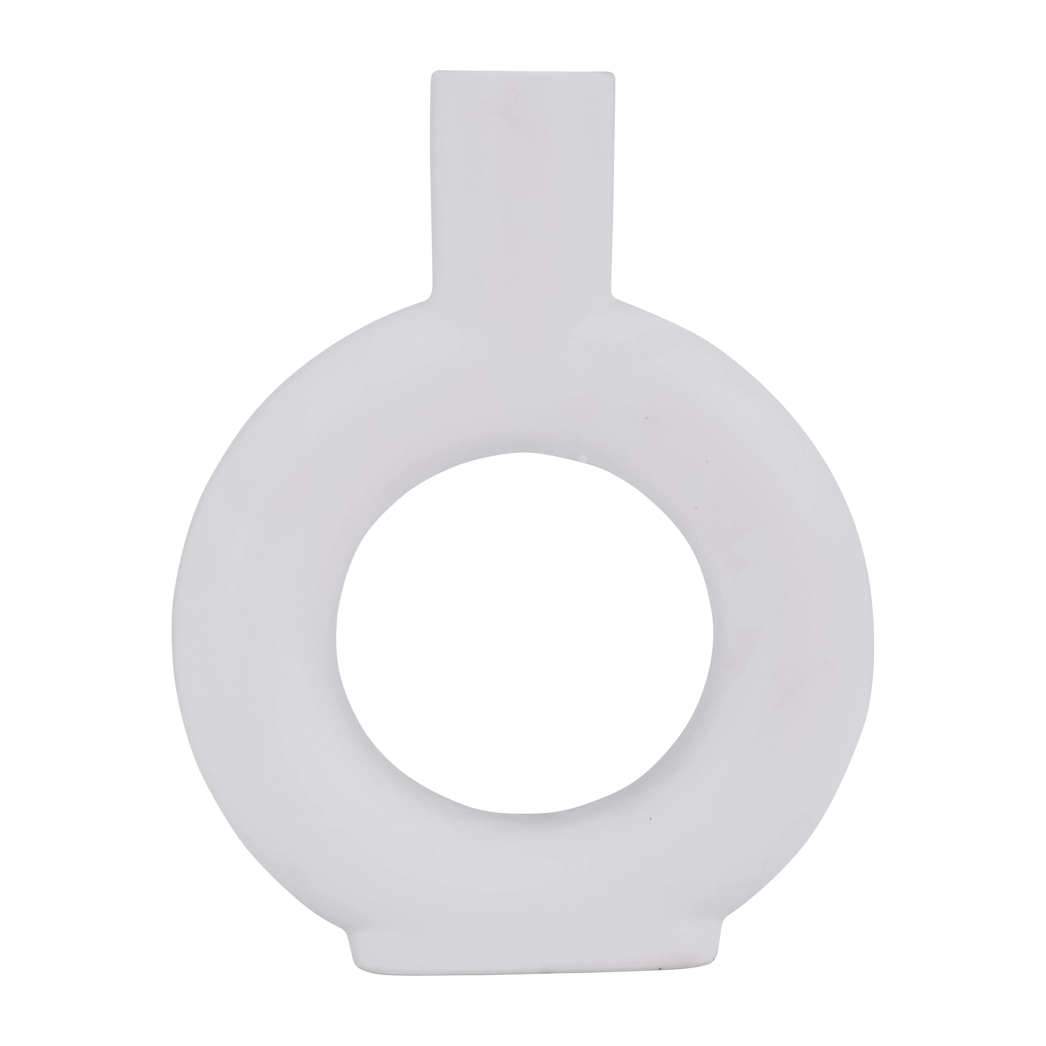 Cer, 9" Round Cut-Out Vase, White