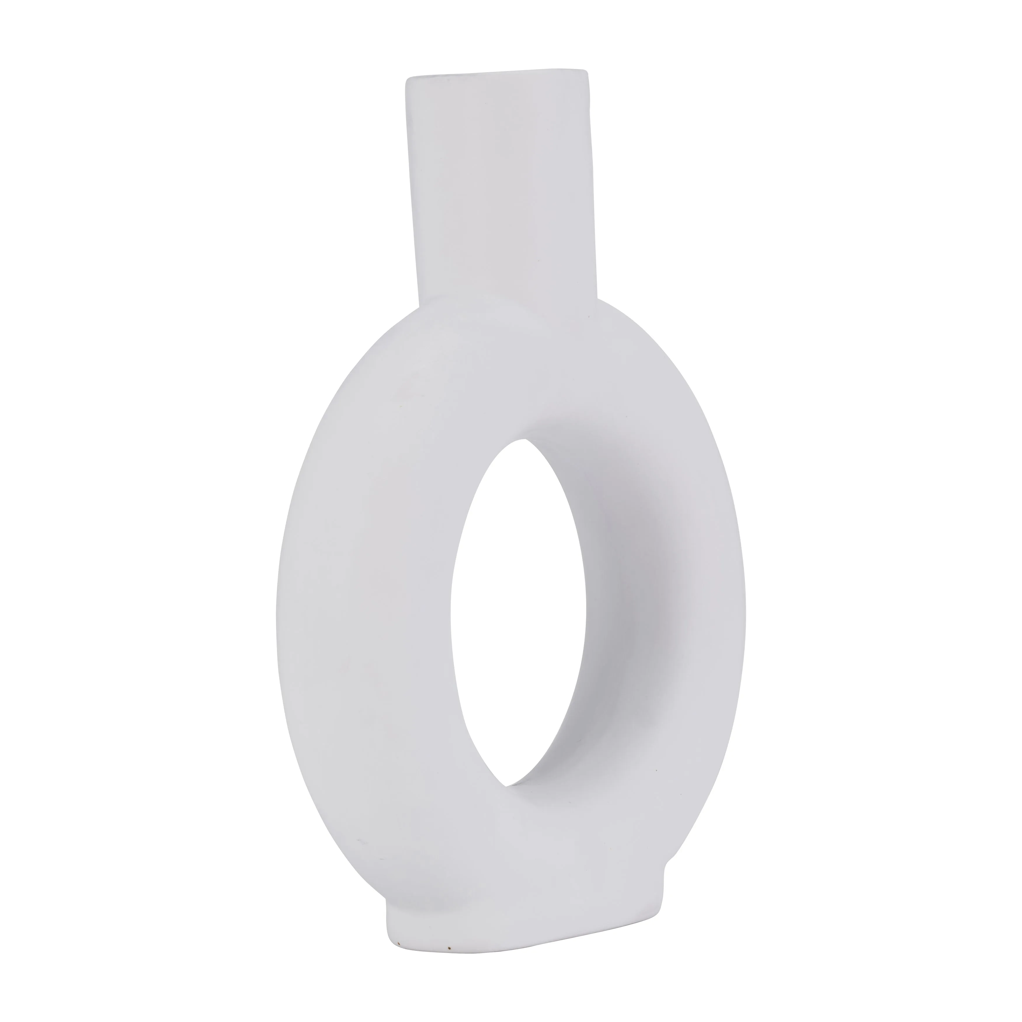 Cer, 9" Round Cut-Out Vase, White