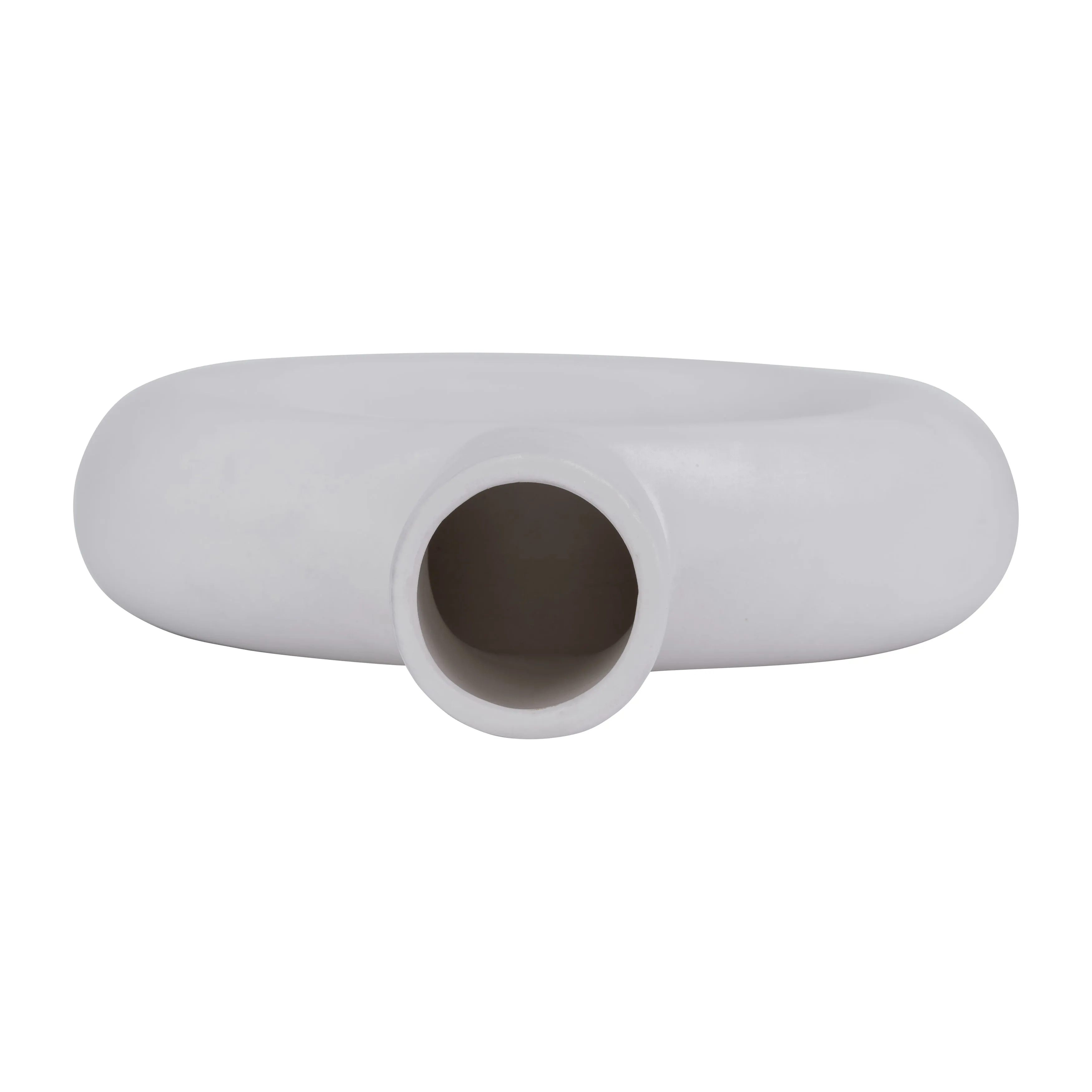 Cer, 9" Round Cut-Out Vase, White