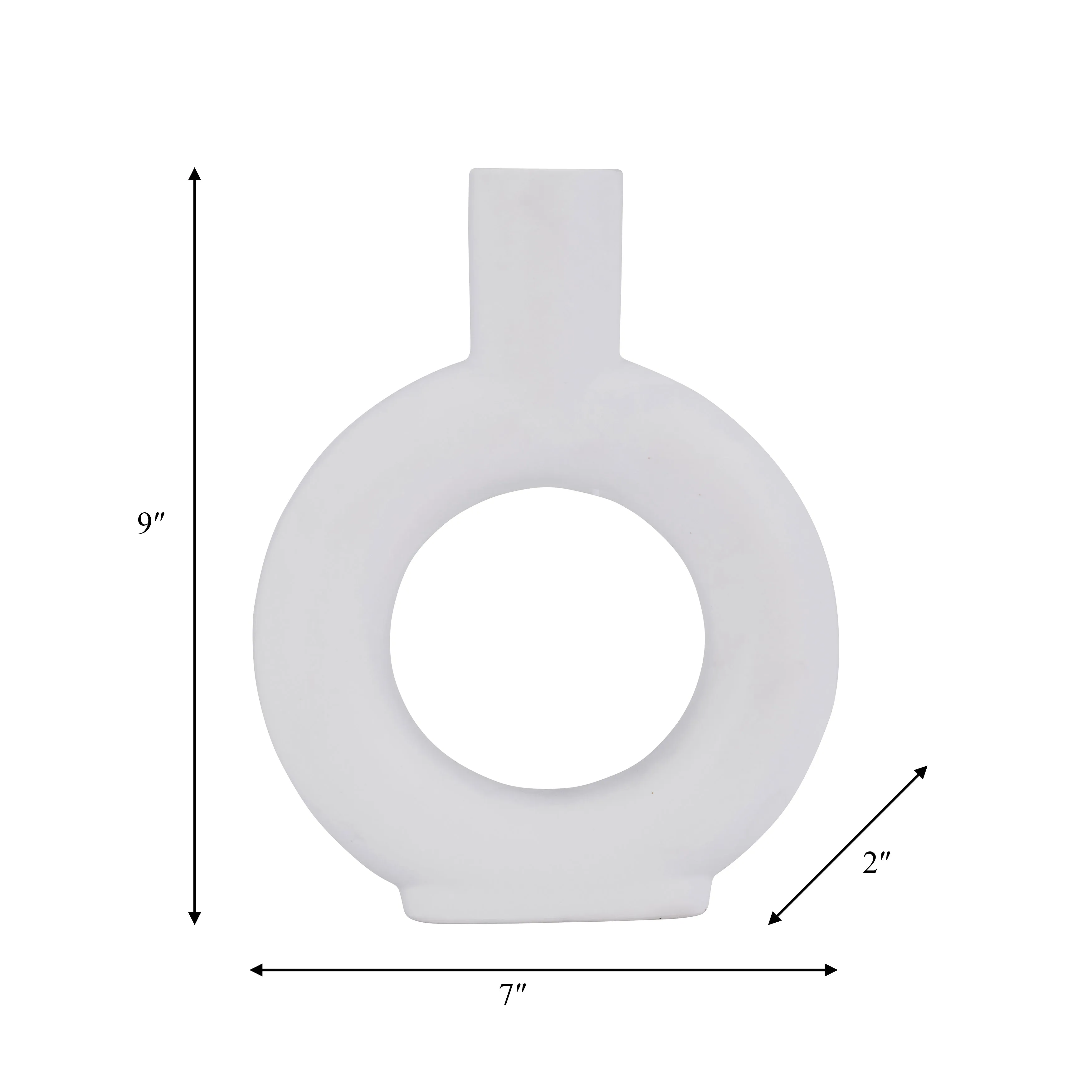 Cer, 9" Round Cut-Out Vase, White