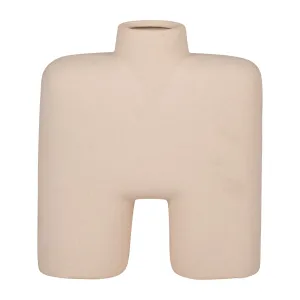 CER, 9" SQUARE SHAPE VASE, IVORY