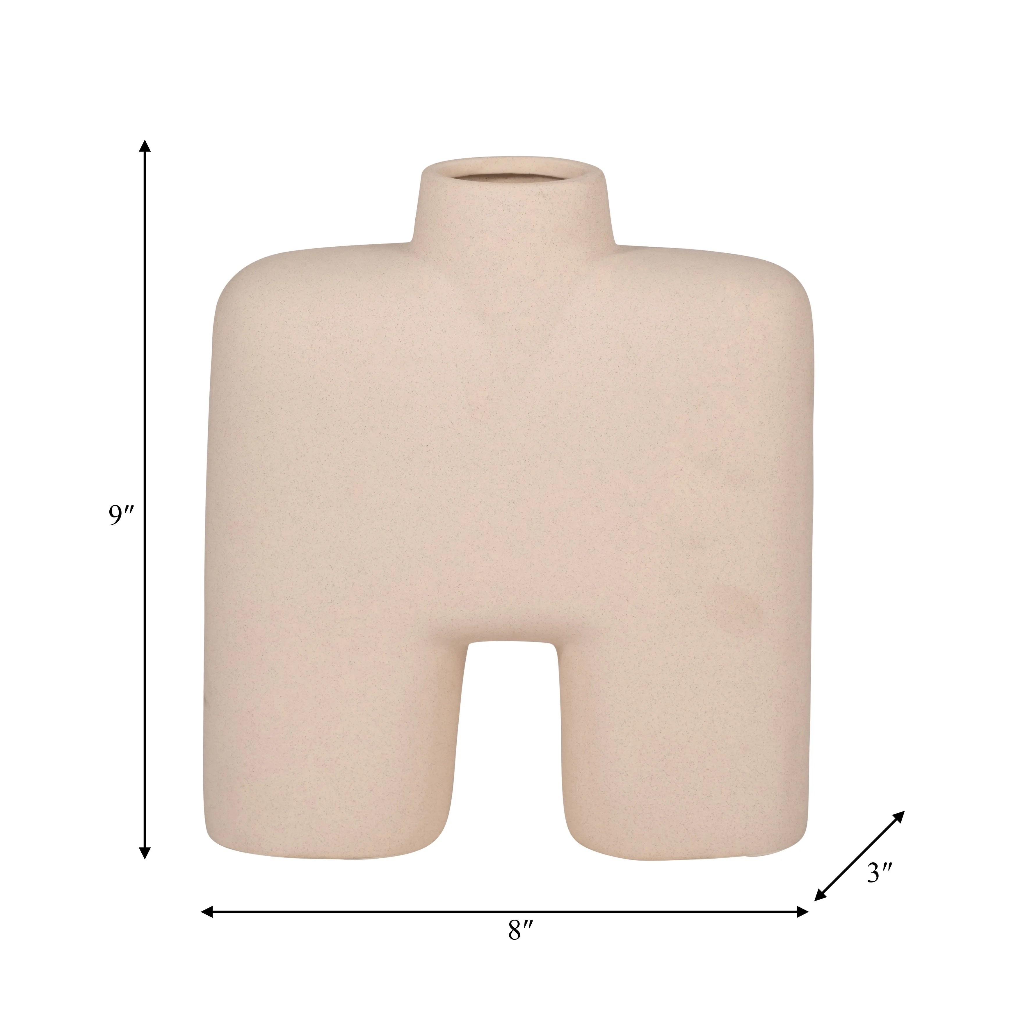 CER, 9" SQUARE SHAPE VASE, IVORY