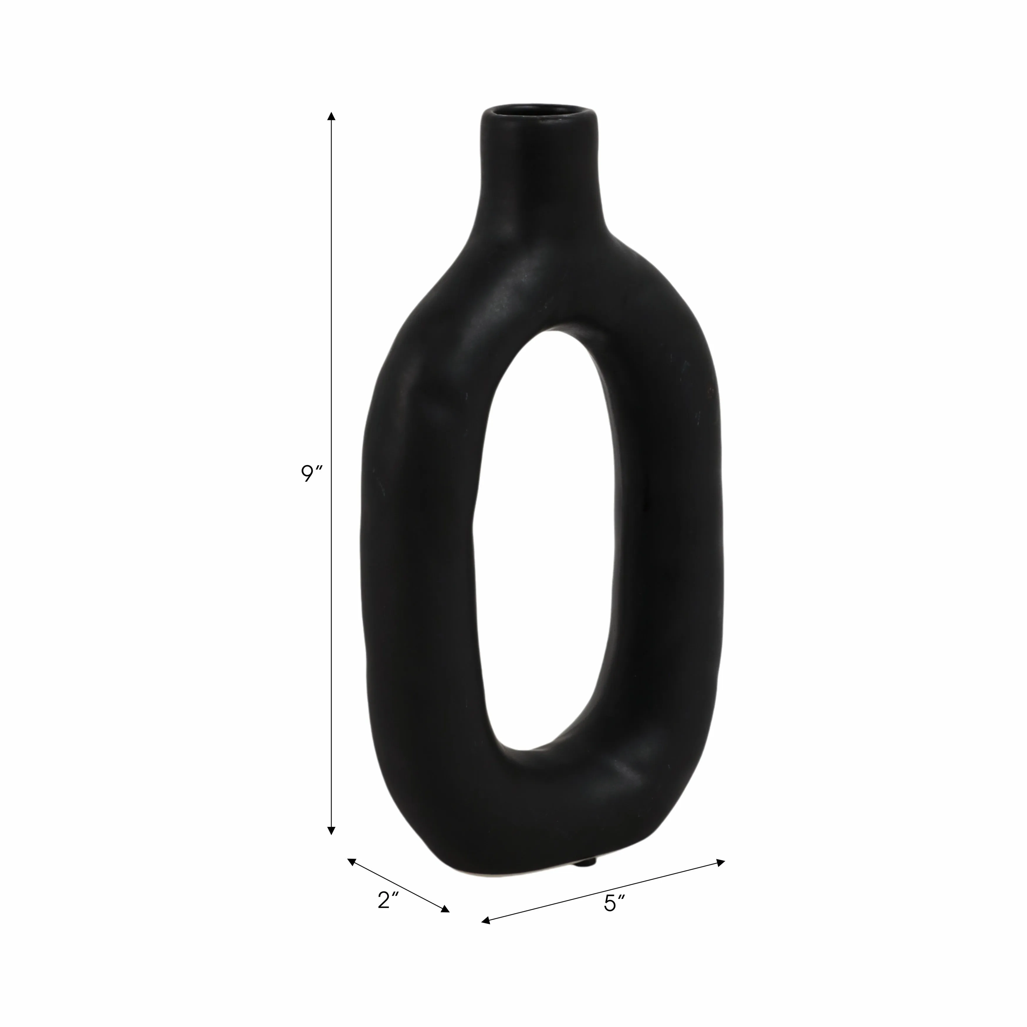 CER, 9" TEXTURED CUT-OUT VASE, BLACK