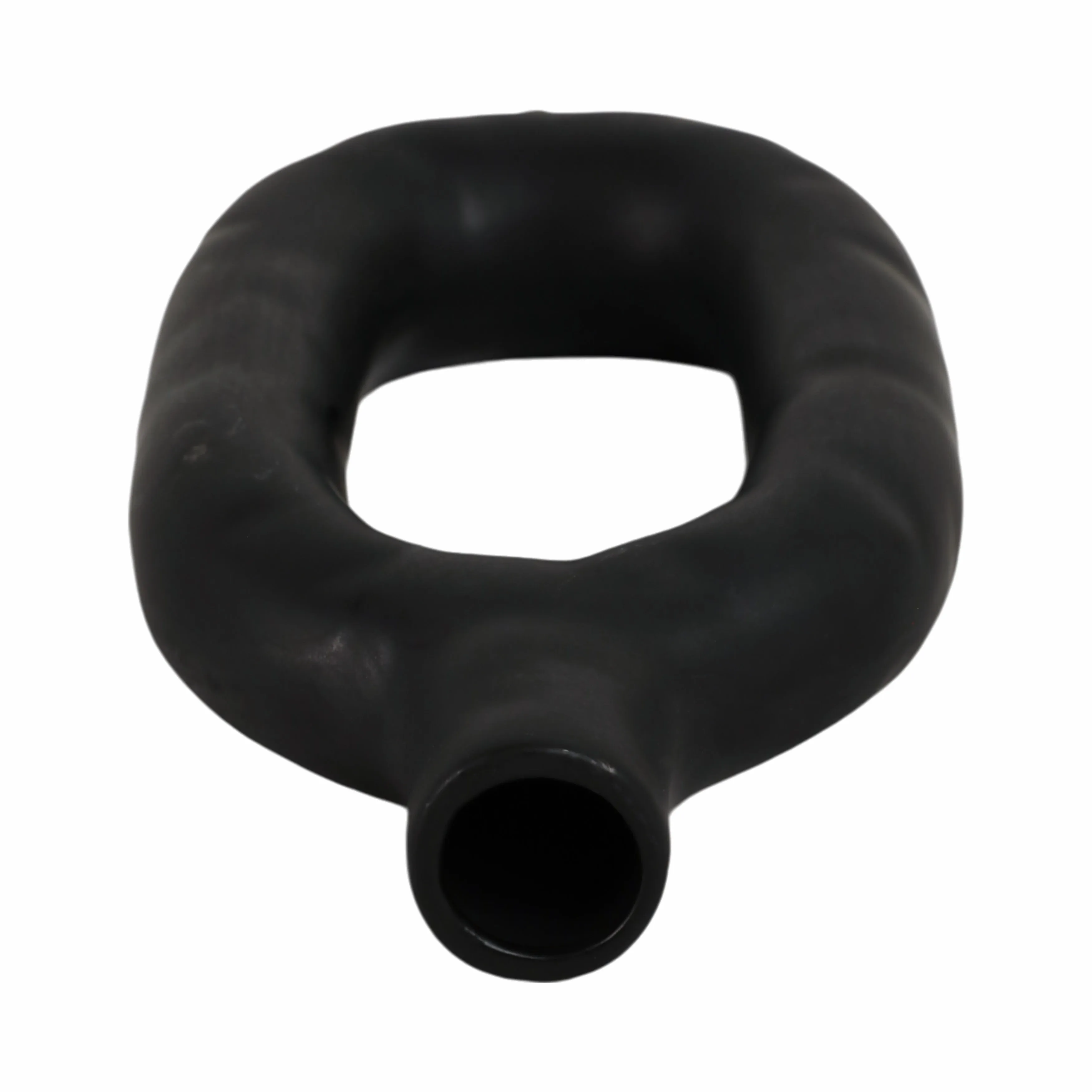 CER, 9" TEXTURED CUT-OUT VASE, BLACK