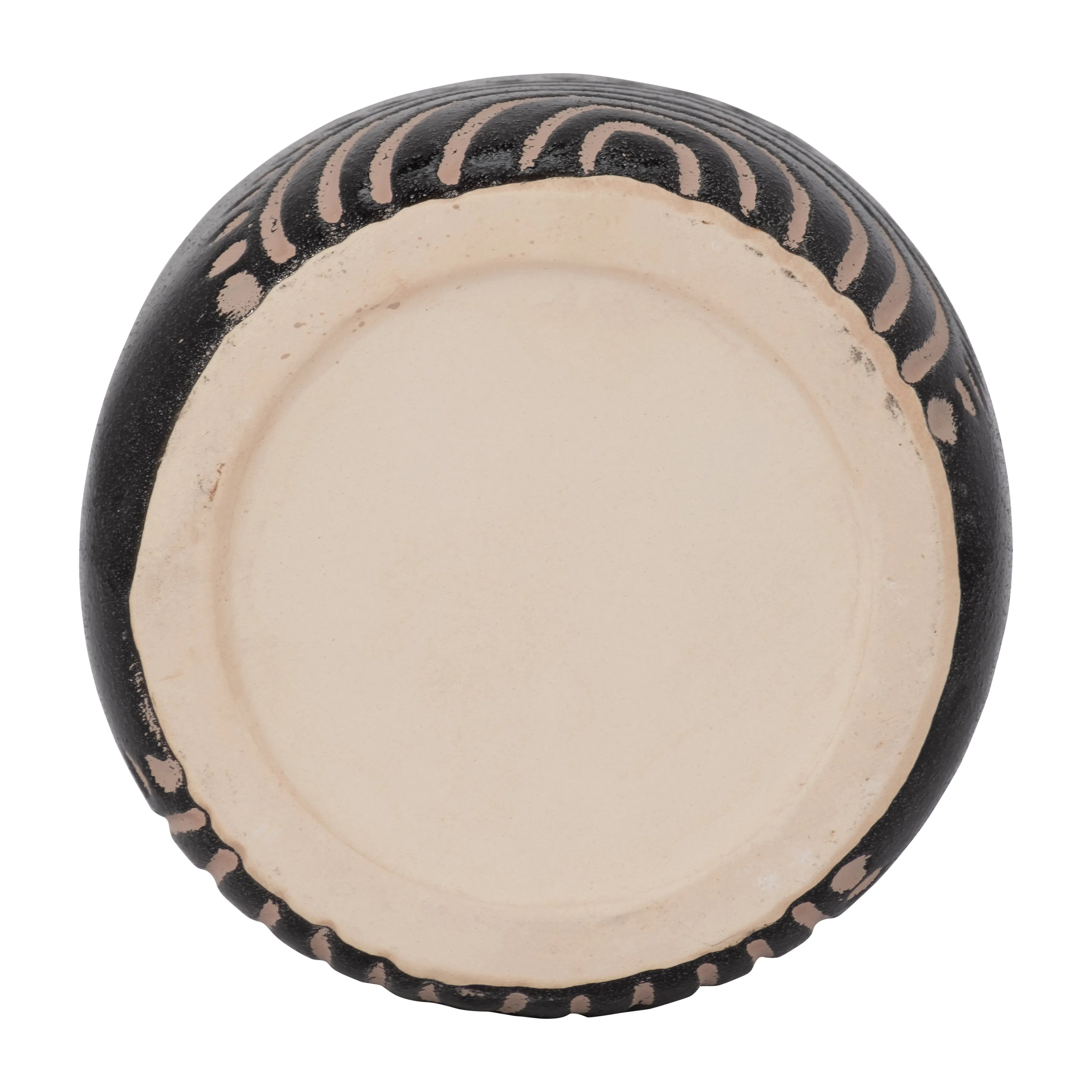 CER, 9" TRIBAL ARCH VASE, BLACK/TAN