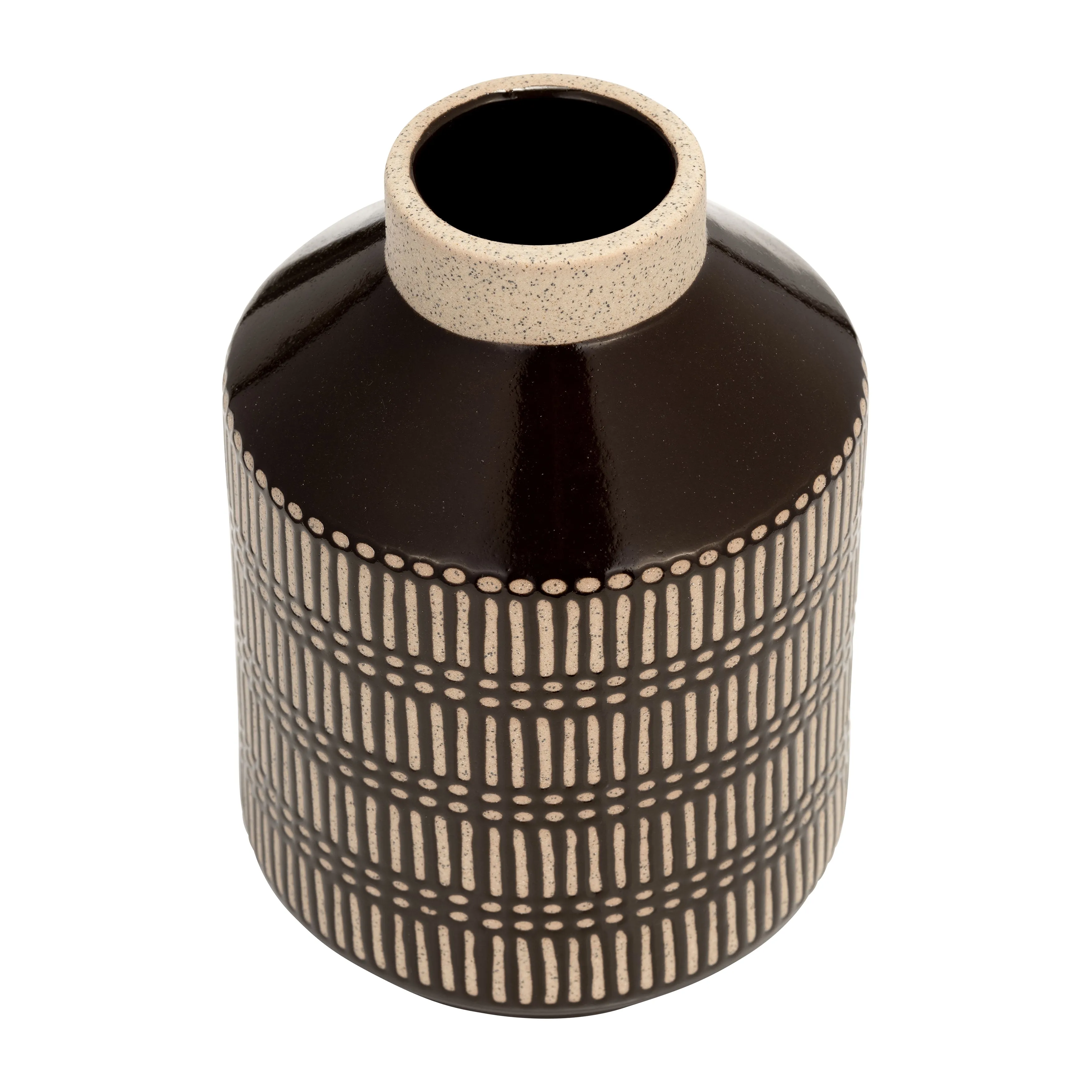CER, 9"H LINES VASE, JAVA