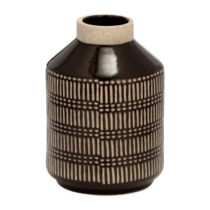 CER, 9"H LINES VASE, JAVA