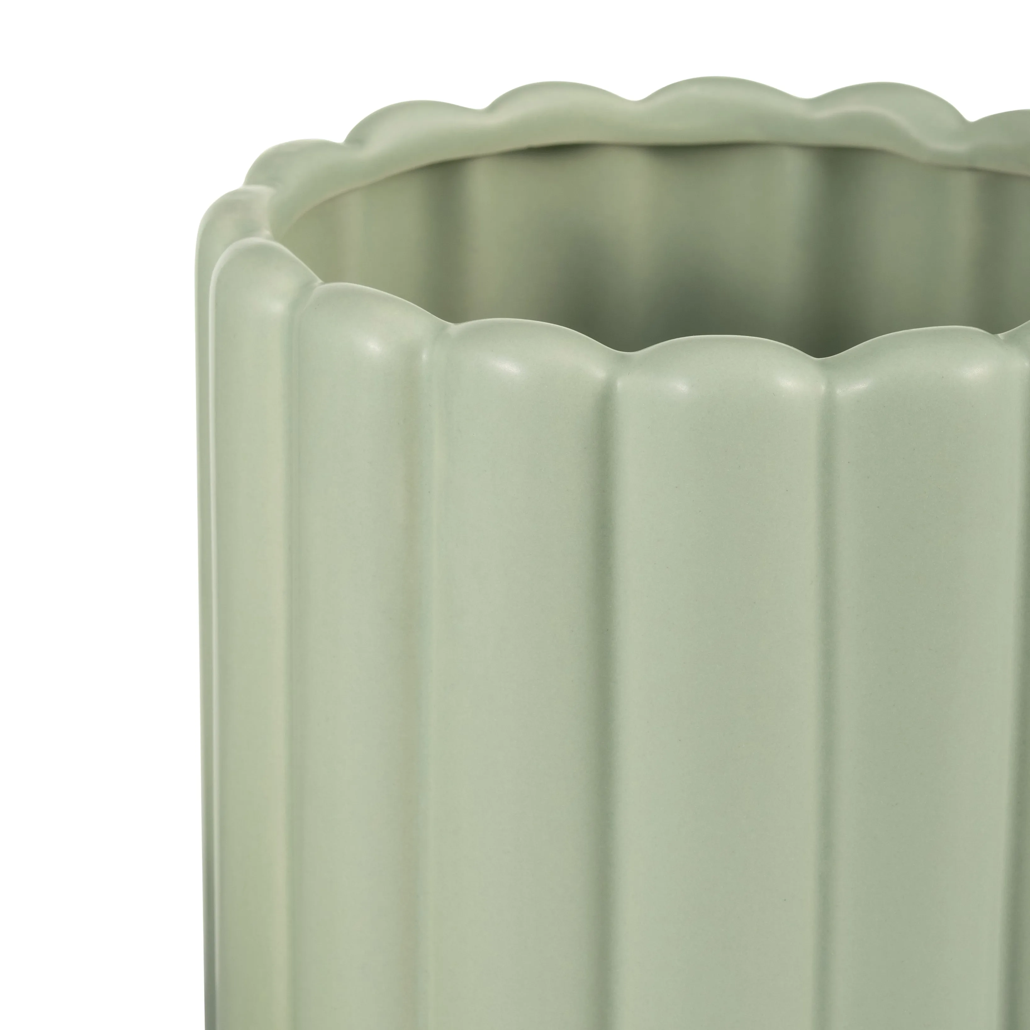 CER, S/2 10/13H RIBBED VASES, CUCUMBER