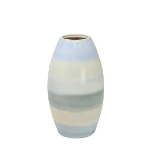 CERAMIC 10" CONE VASE, BLUE MULTI