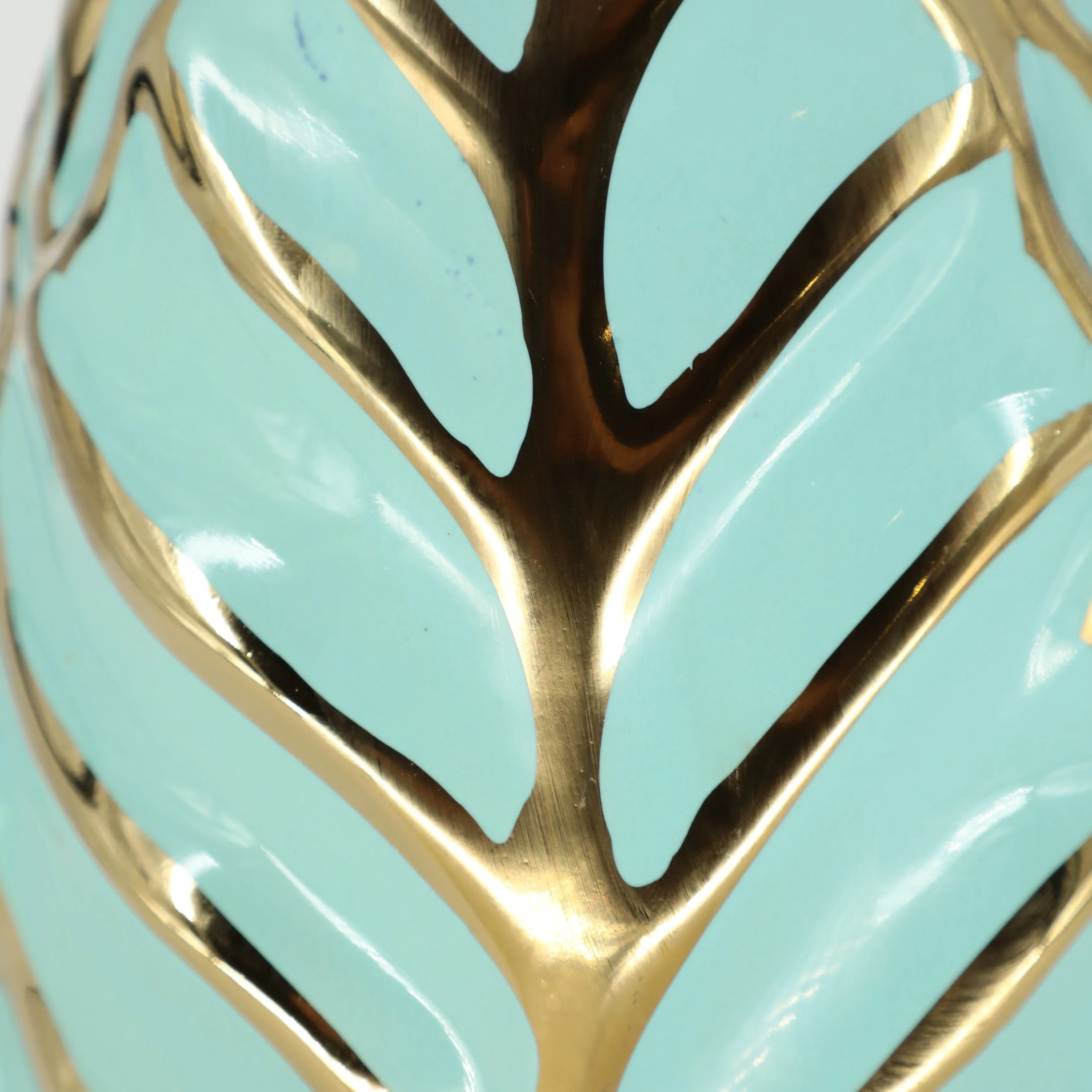 CERAMIC 12"H LEAF VASE, GREEN