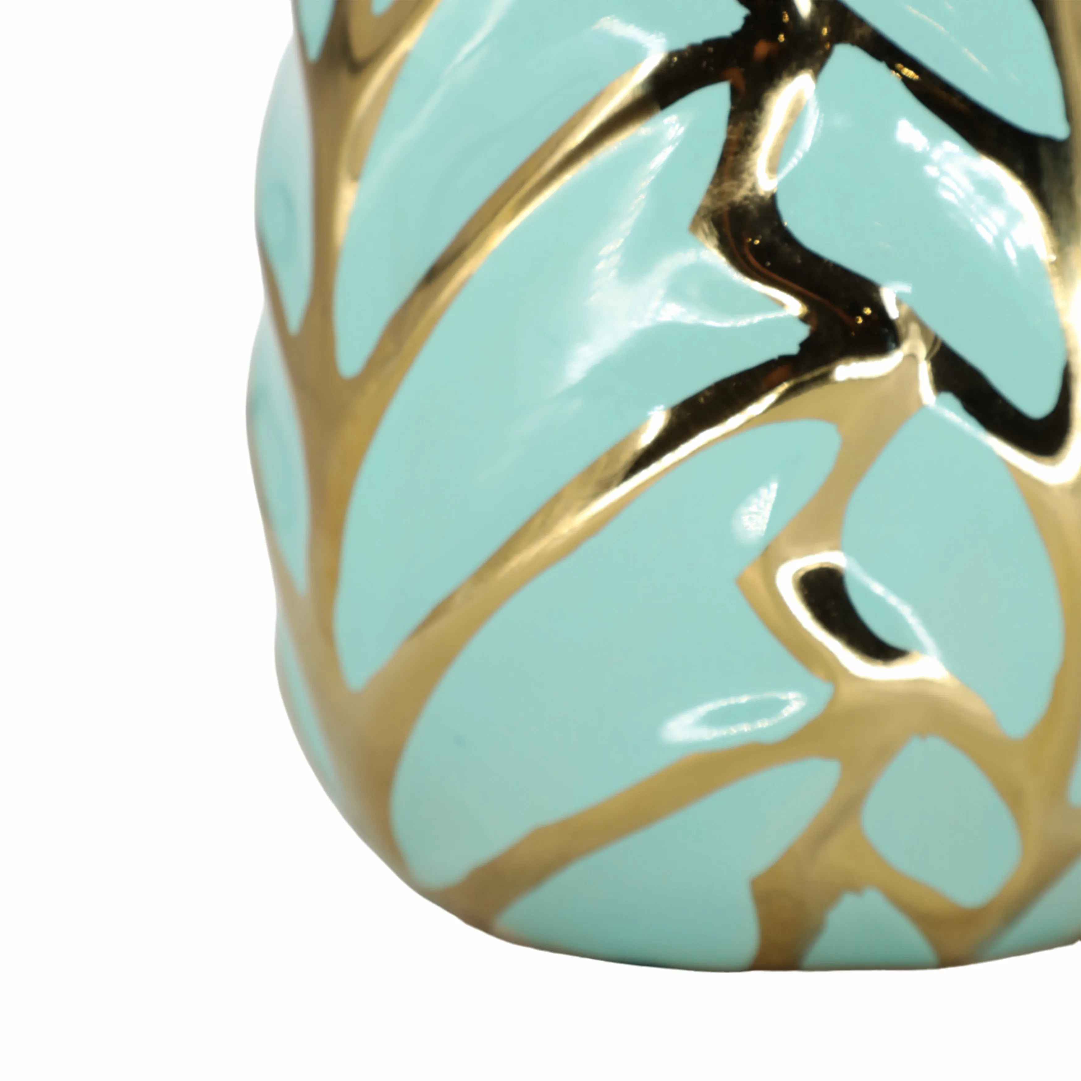 CERAMIC 12"H LEAF VASE, GREEN