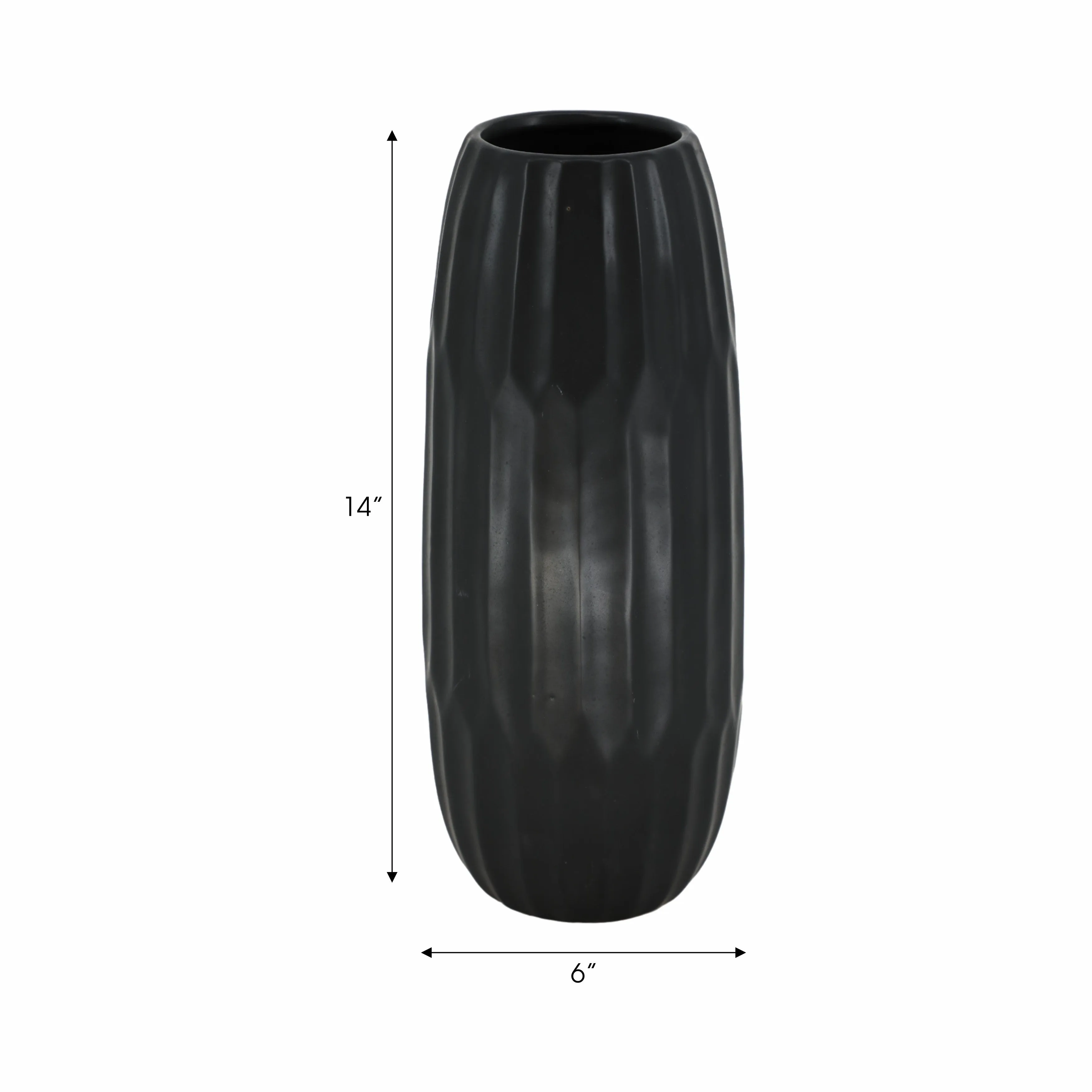 CERAMIC 14" VASE , BLACK