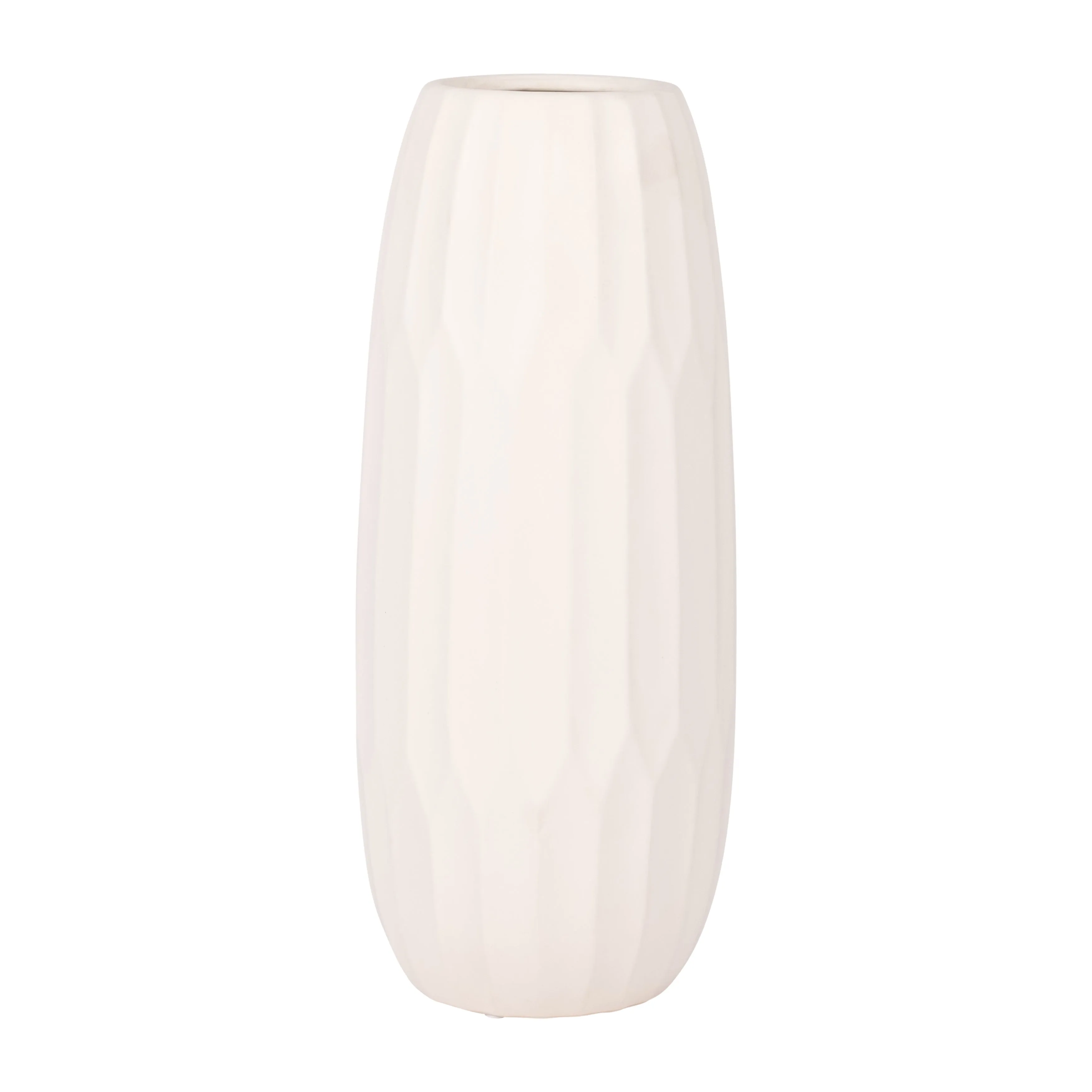 CERAMIC 14" VASE , CREME