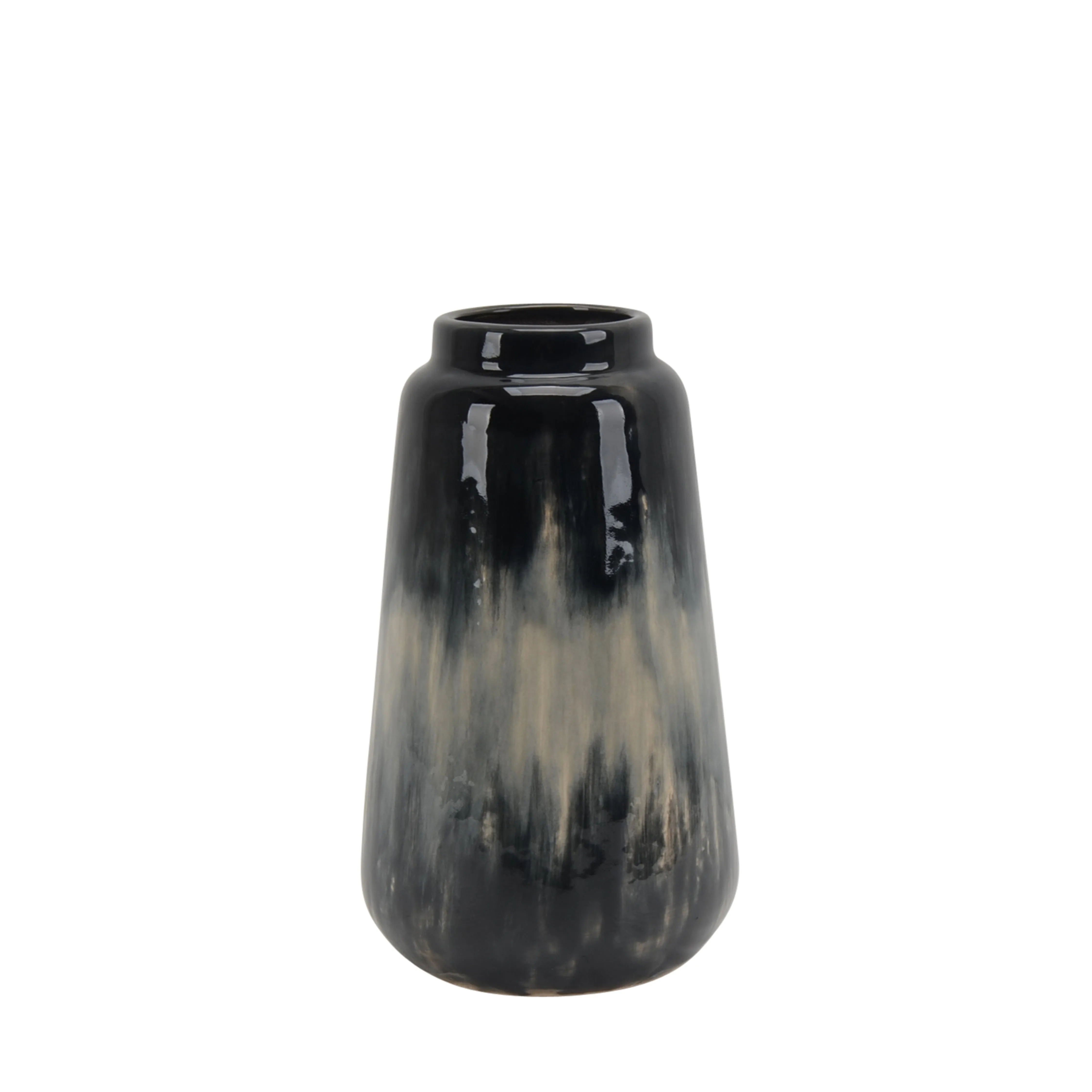CERAMIC 9.5" VASE, BLACK/BLUEMIX
