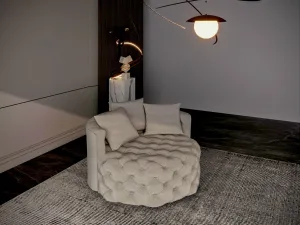 Circular velvet chair size 120x120x70 cm