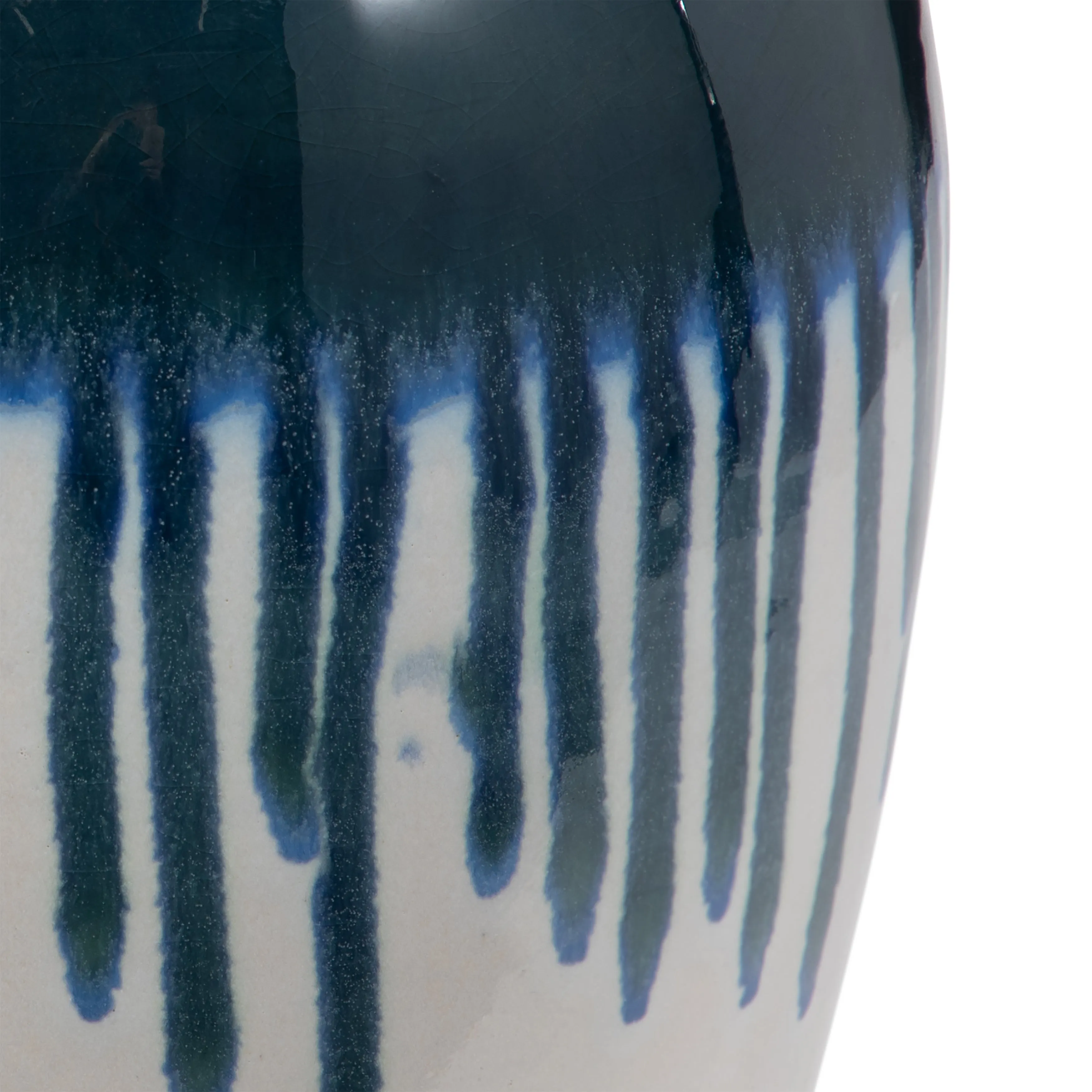 CLAY, 13" DRIP VASE, BLUE/WHITE