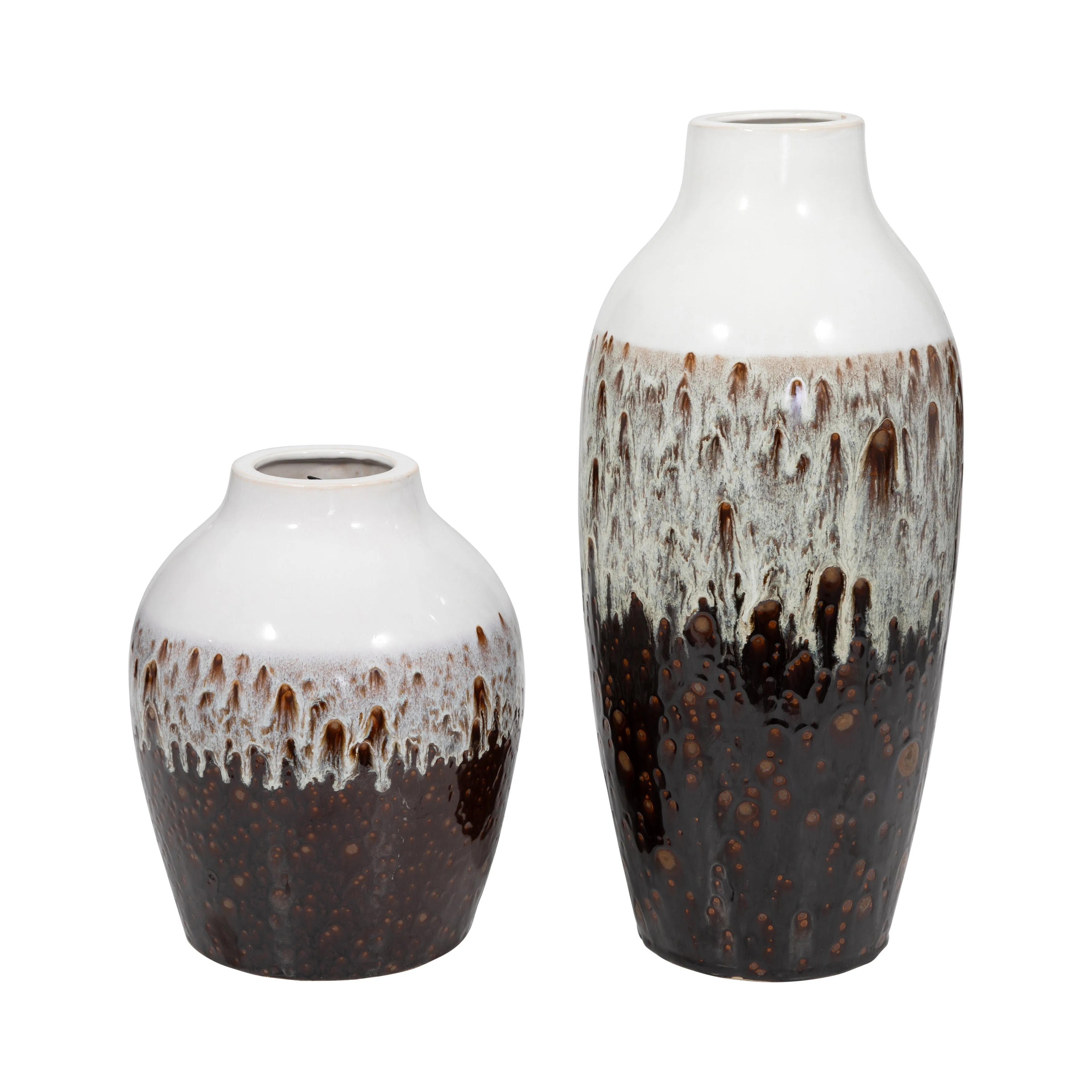 CLAY, 19" OMBRE REACTIVE VASE, BROWN/WHITE