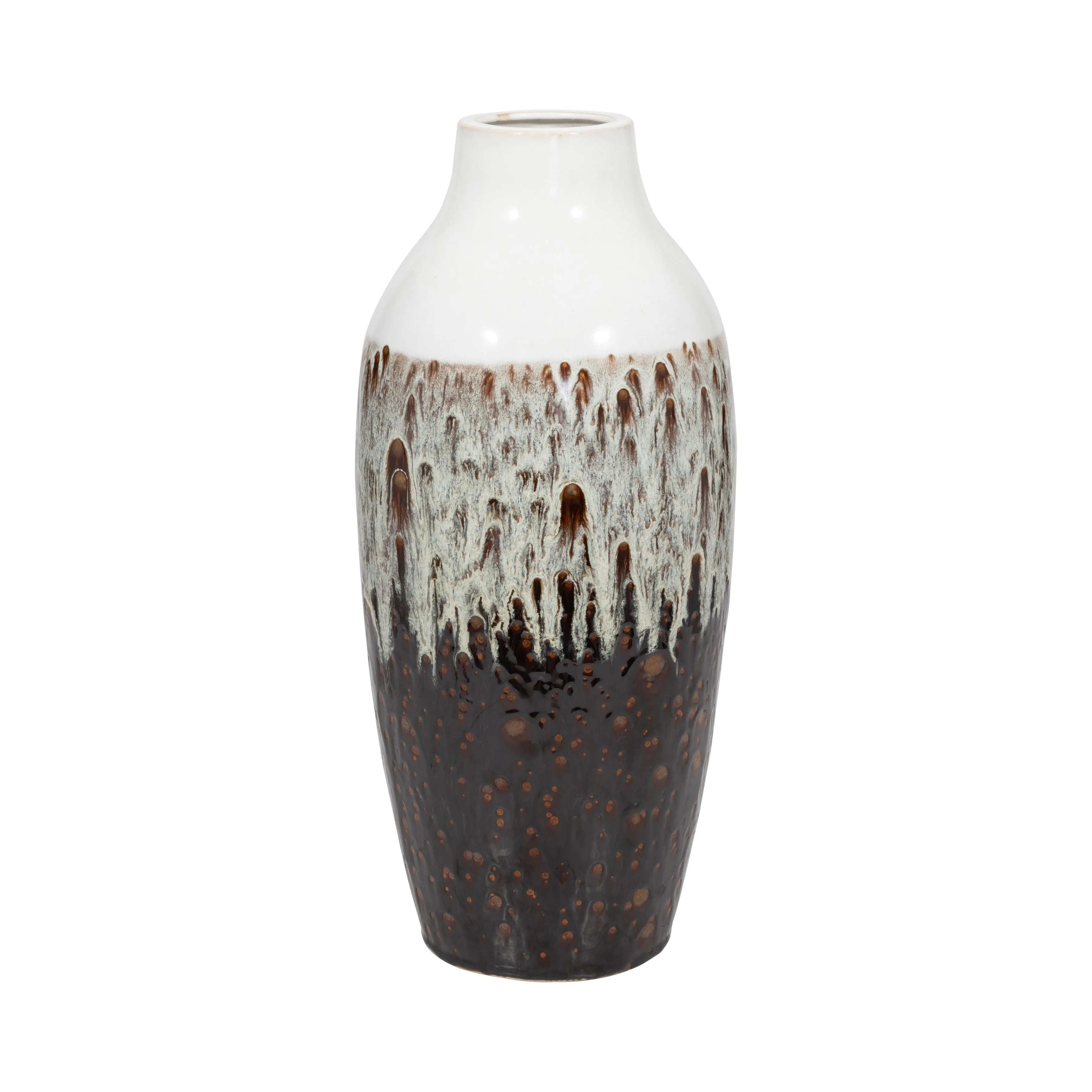 CLAY, 19" OMBRE REACTIVE VASE, BROWN/WHITE