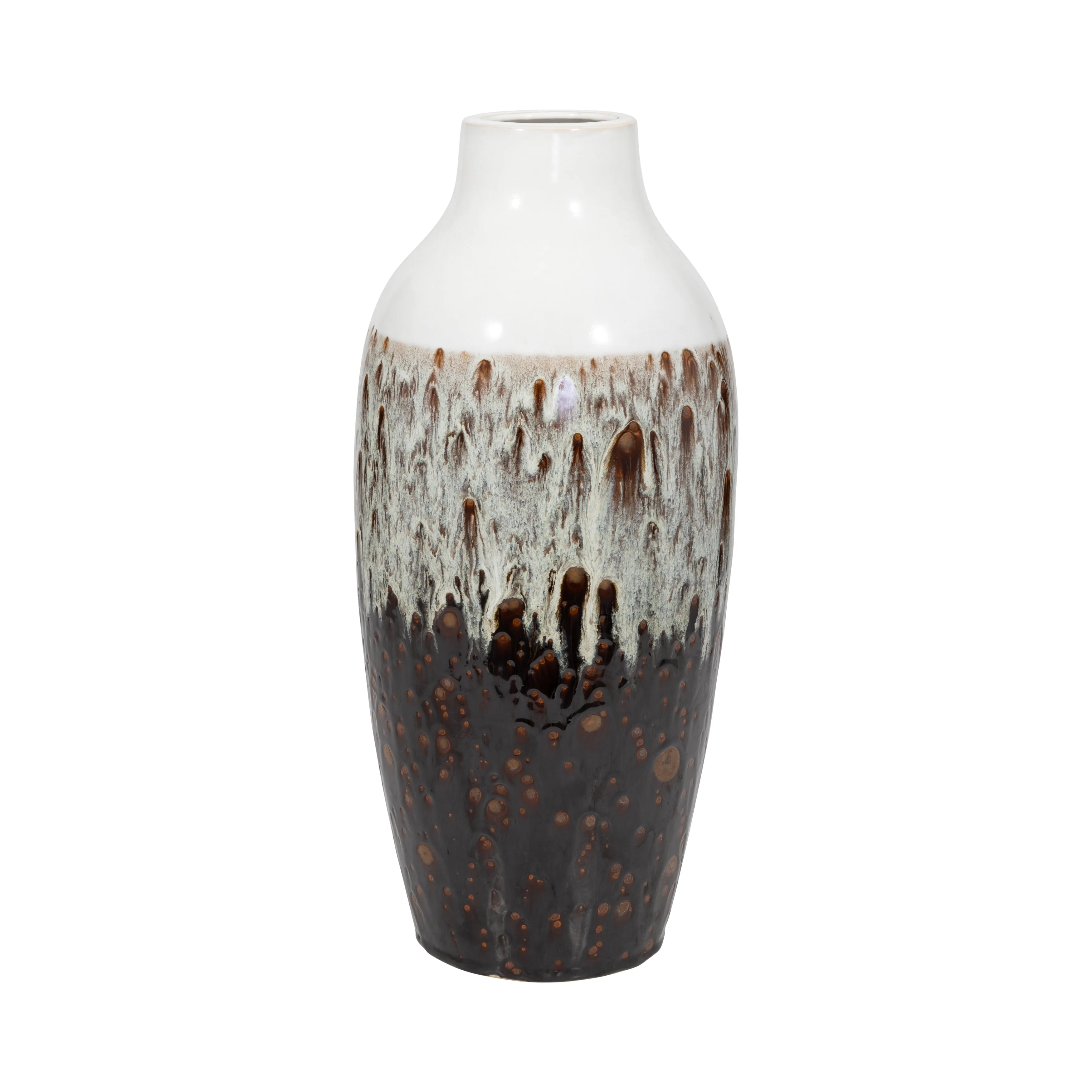 CLAY, 19" OMBRE REACTIVE VASE, BROWN/WHITE