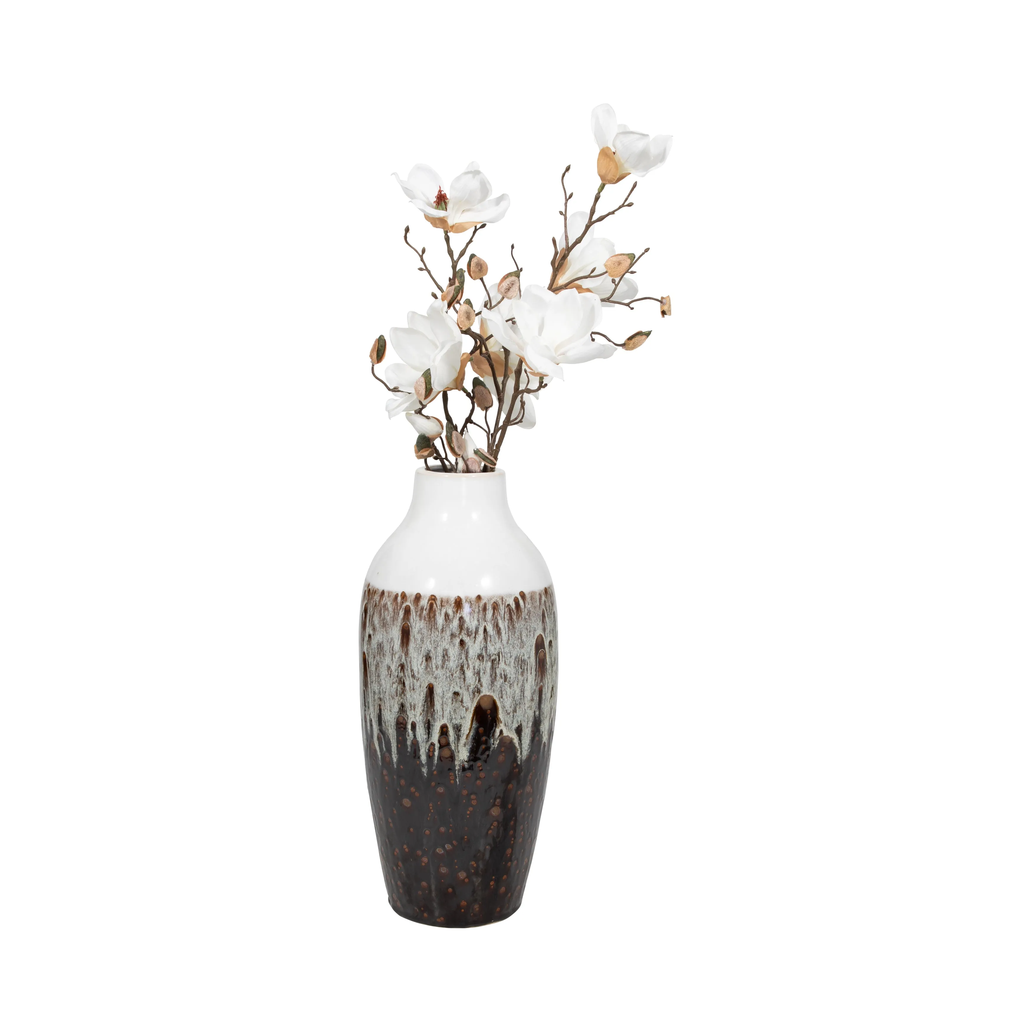 CLAY, 19" OMBRE REACTIVE VASE, BROWN/WHITE