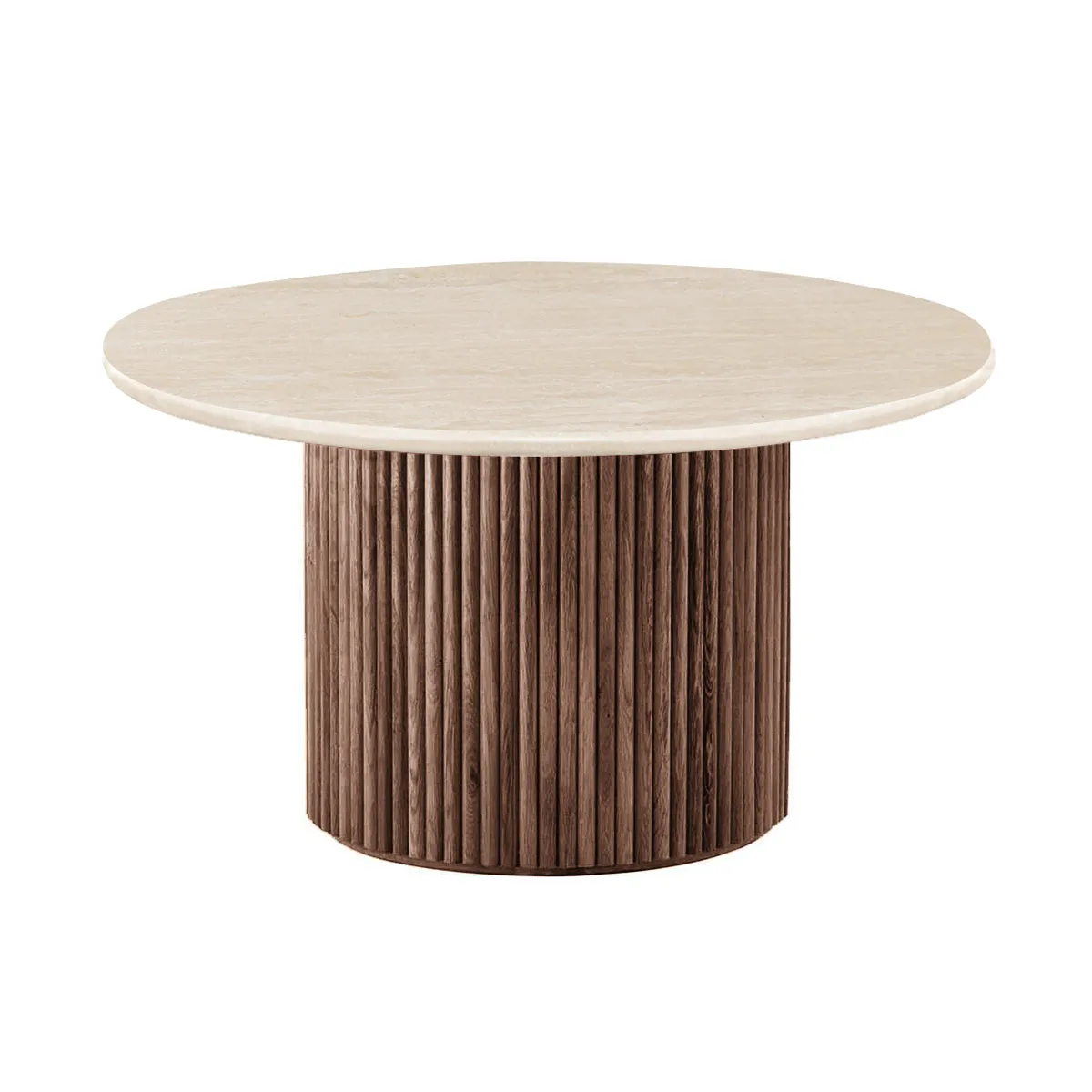 Cosmos Coffee Table (Walnut, Travertine, 85cm)