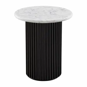 Cosmos Side Table (Black Oak, Carrara Marble)
