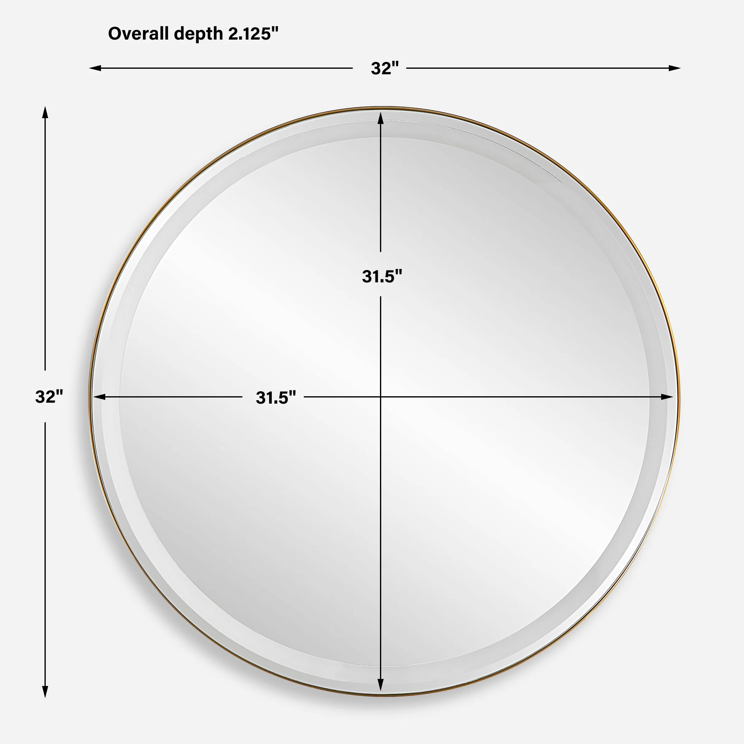 Crofton Lighted Round Mirror, Brass