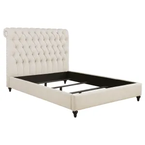 Devon Tufted Upholstered Queen Bed Beige
