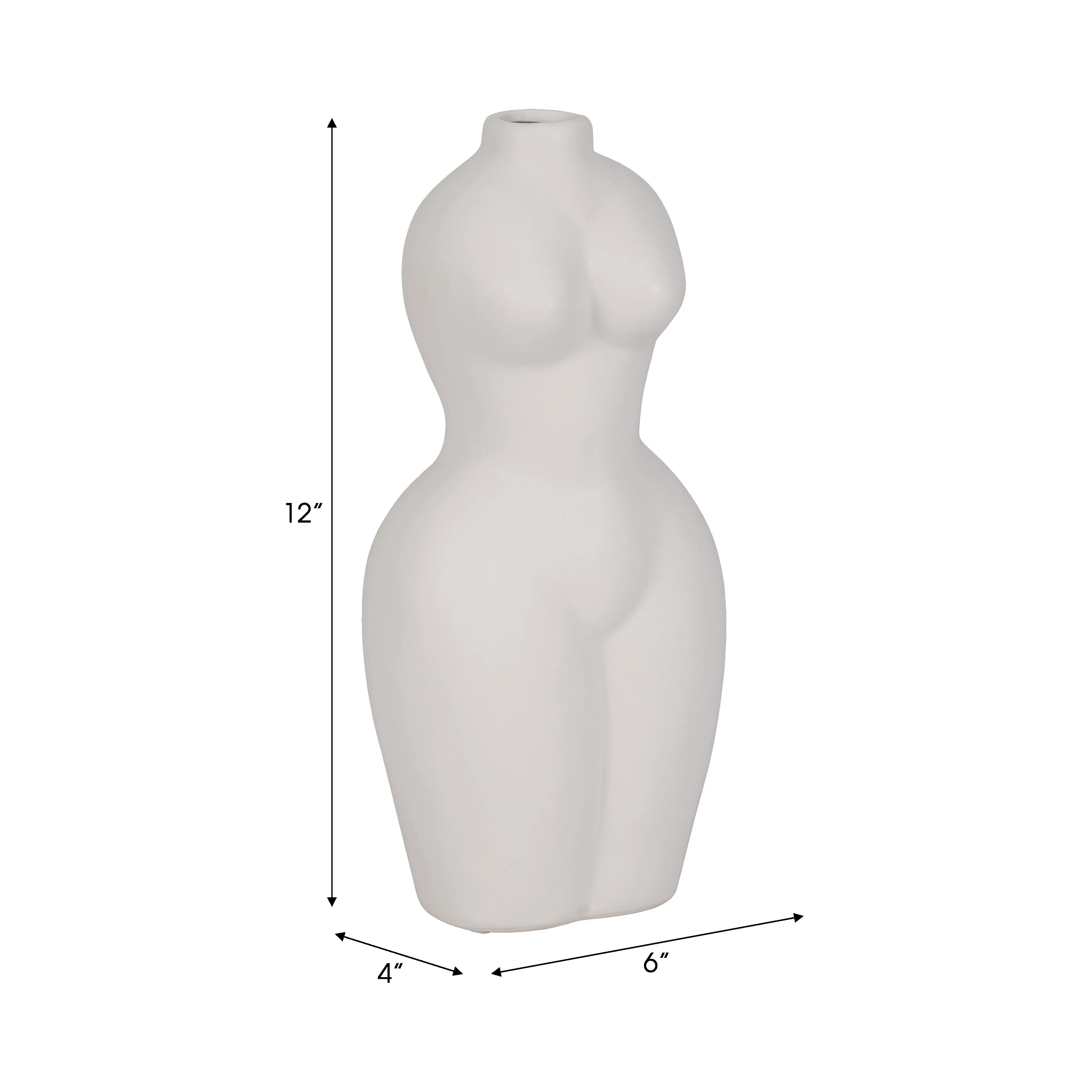 DOL, 12"H TORSO VASE, WHITE