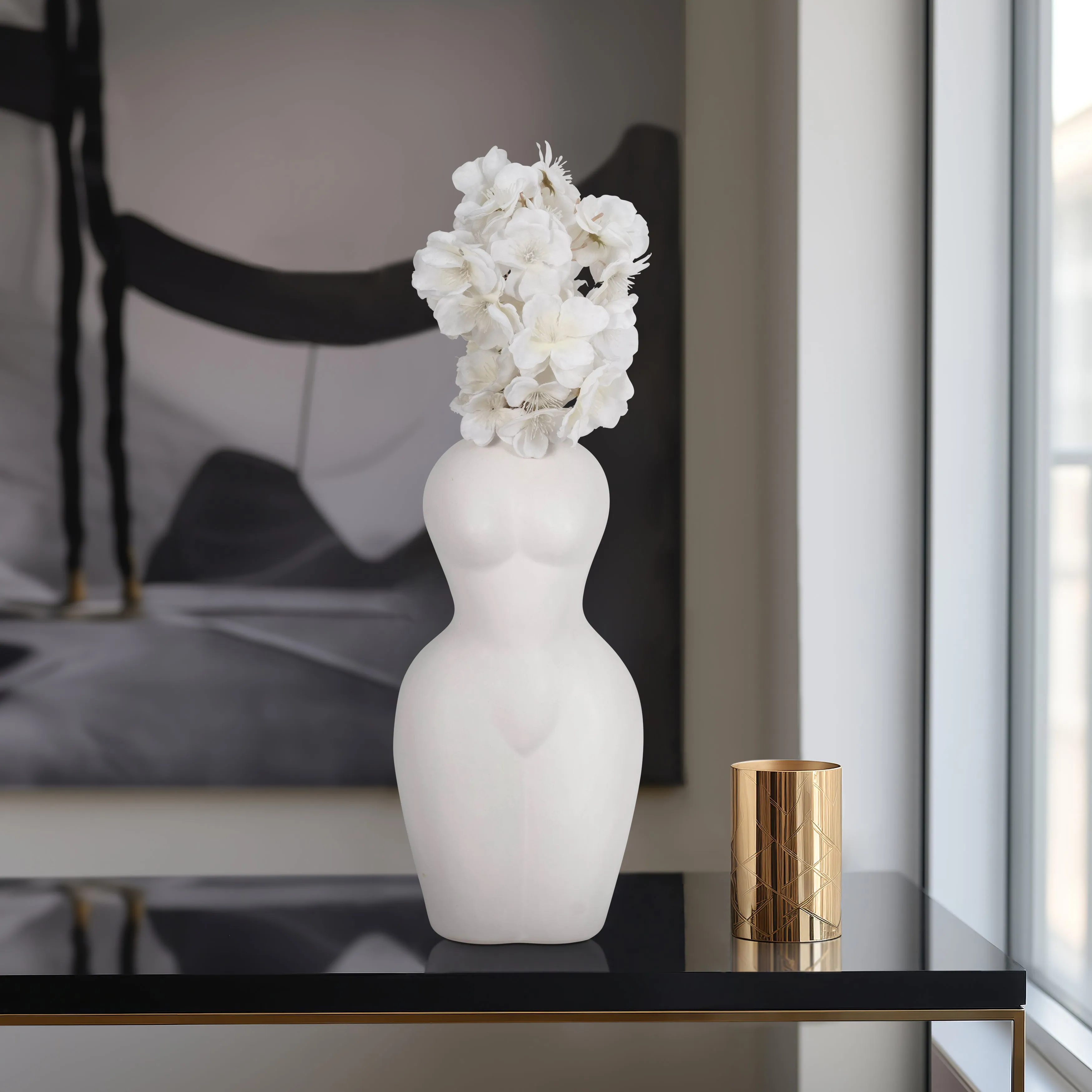 DOL, 12"H TORSO VASE, WHITE