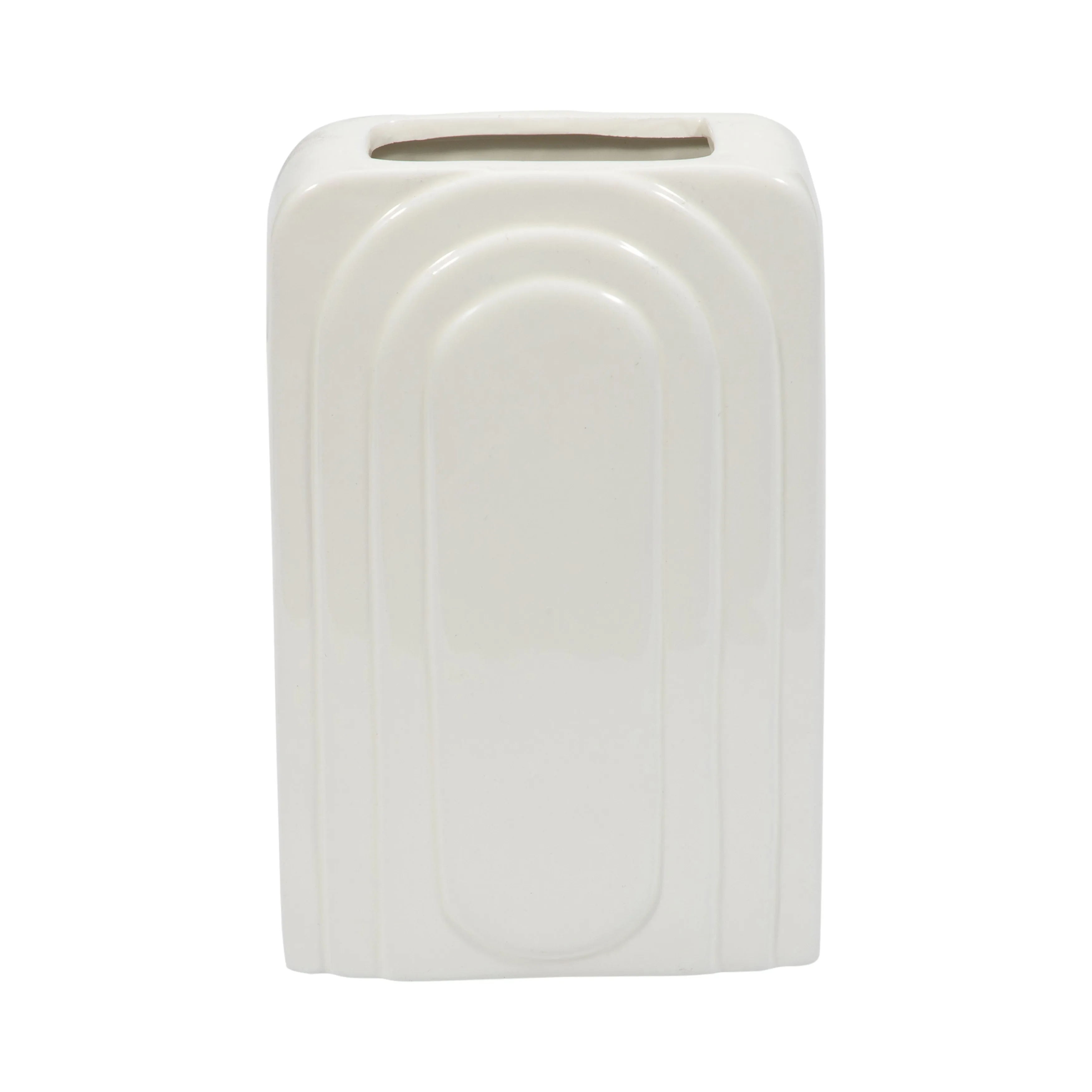 DOL, 7" RECTANGULAR VASE, WHITE