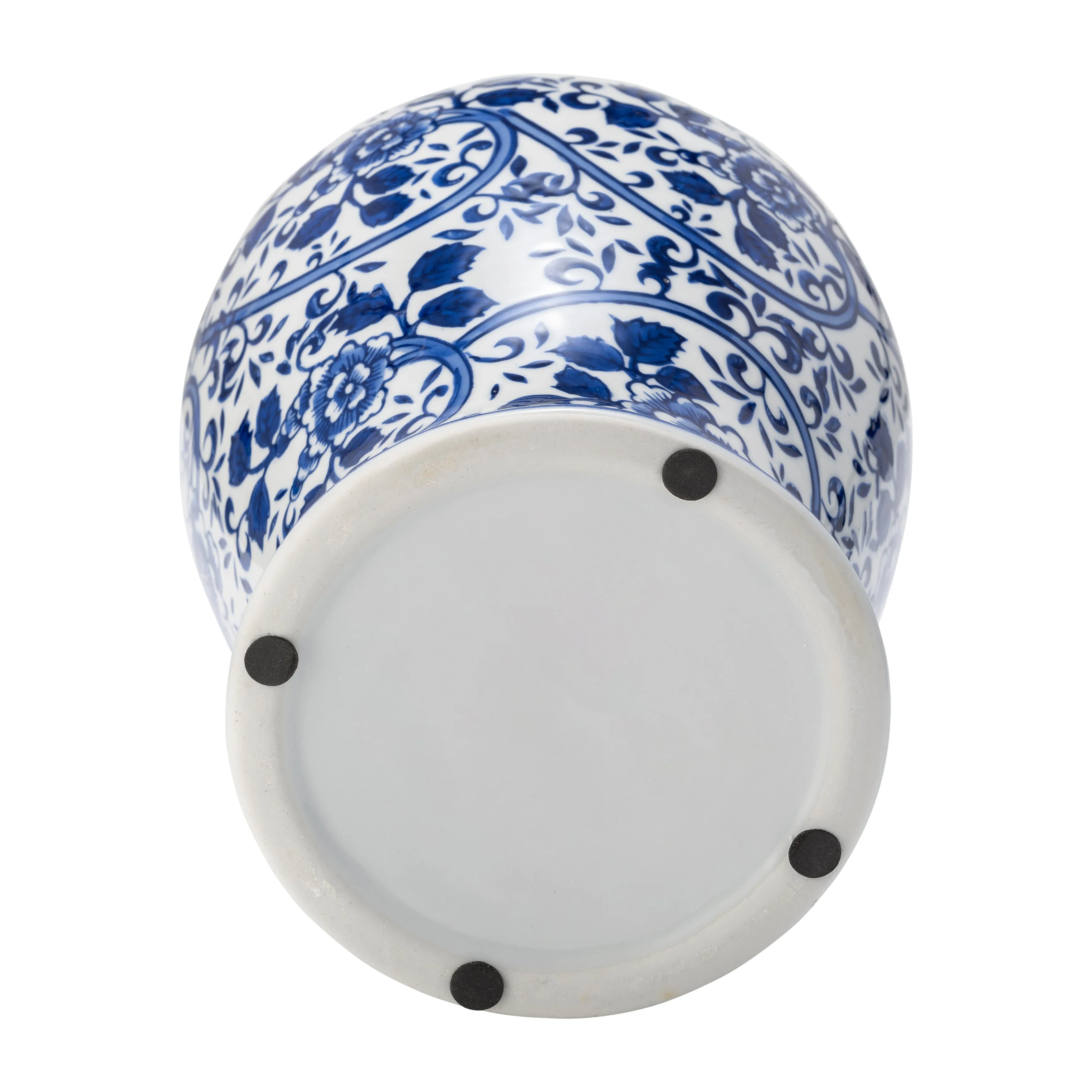 EC CER,14"BLUE/WHITE TEMPLE JAR, SILVER