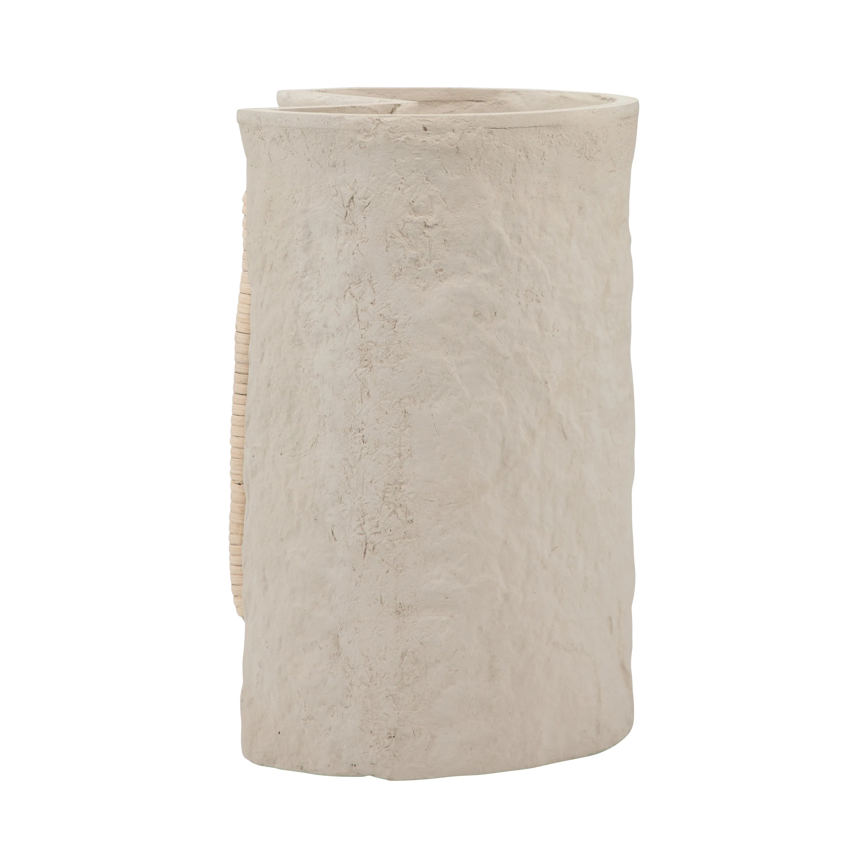Ecomix, 12" Crafted Vase W Handle, Ivory