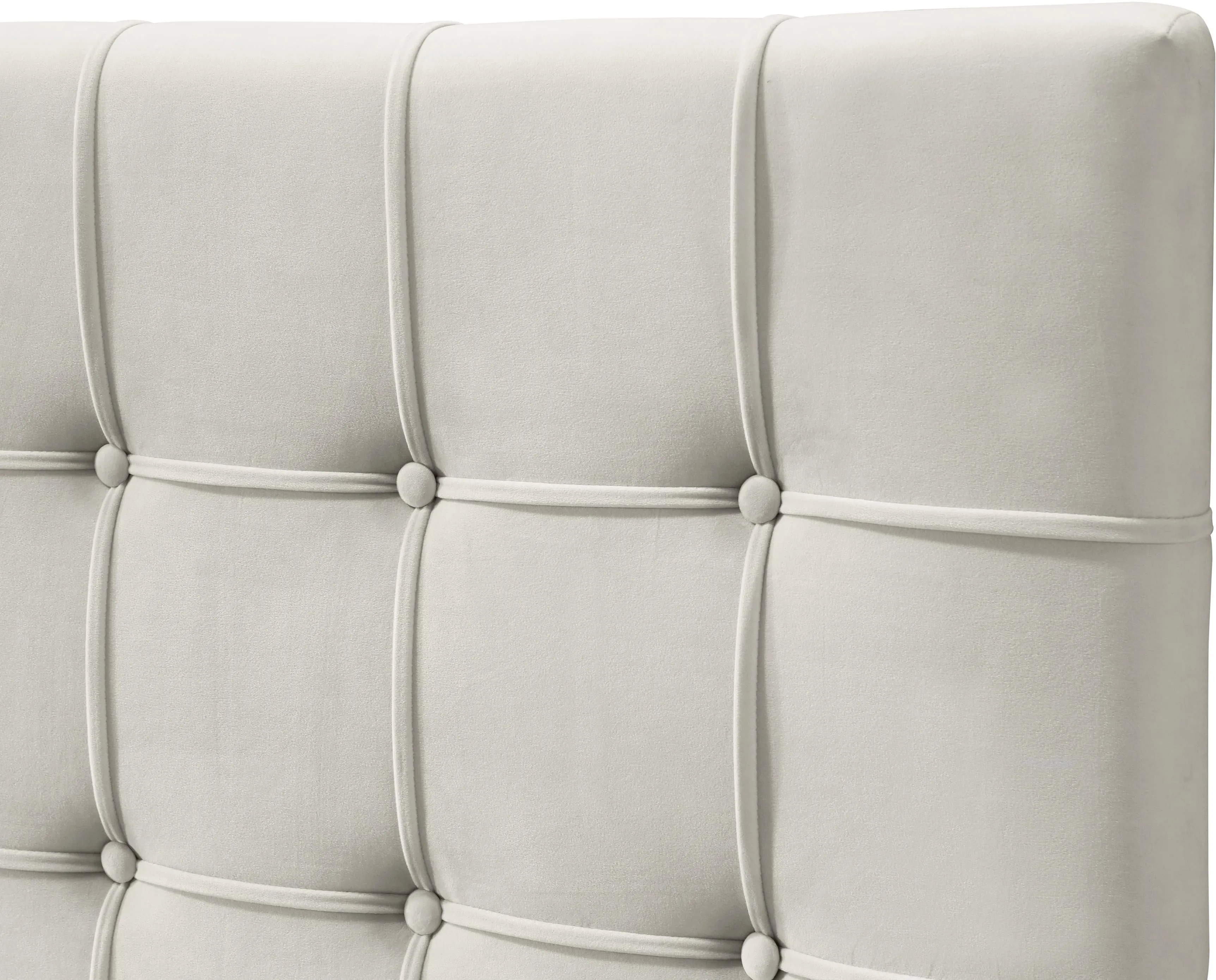 Elly Cream Velvet Queen Bed