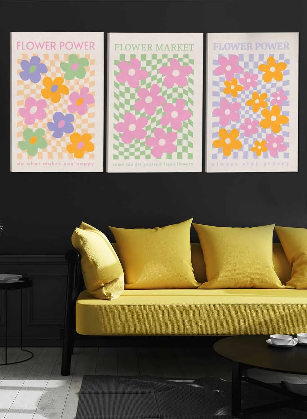 Flower Power Abstract Paintings(set of 3)