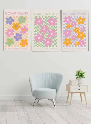 Flower Power Abstract Paintings(set of 3)