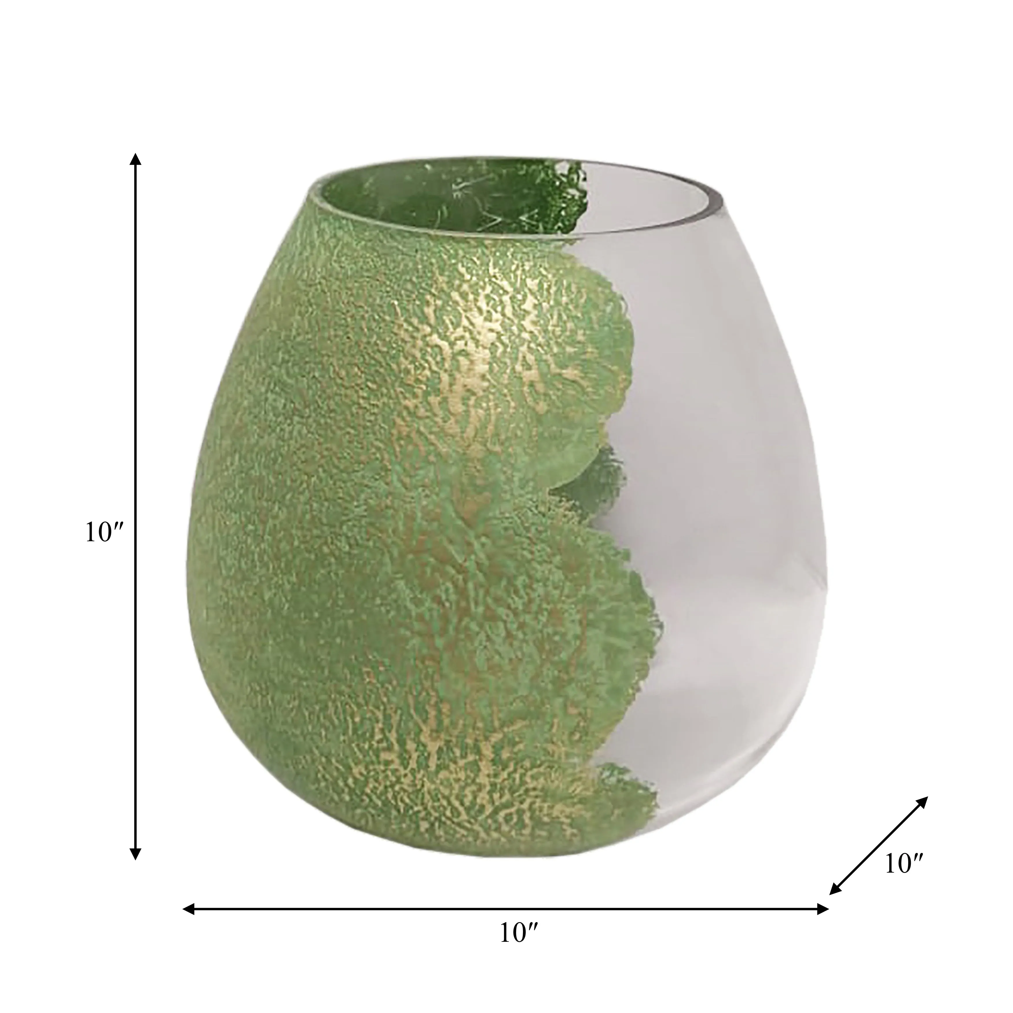 GLASS, 10" DIPPED VASE, GREEN