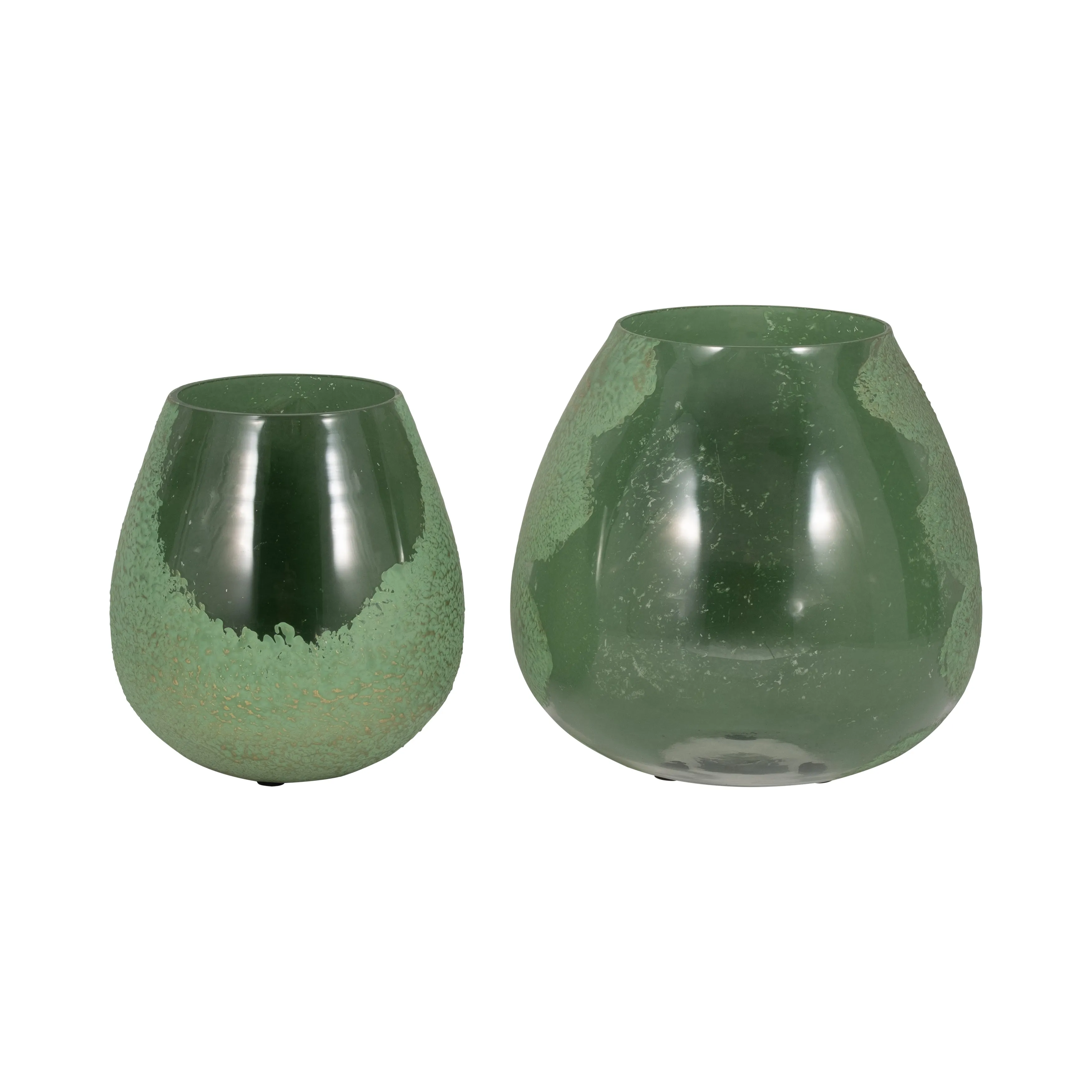 GLASS, 10" DIPPED VASE, GREEN