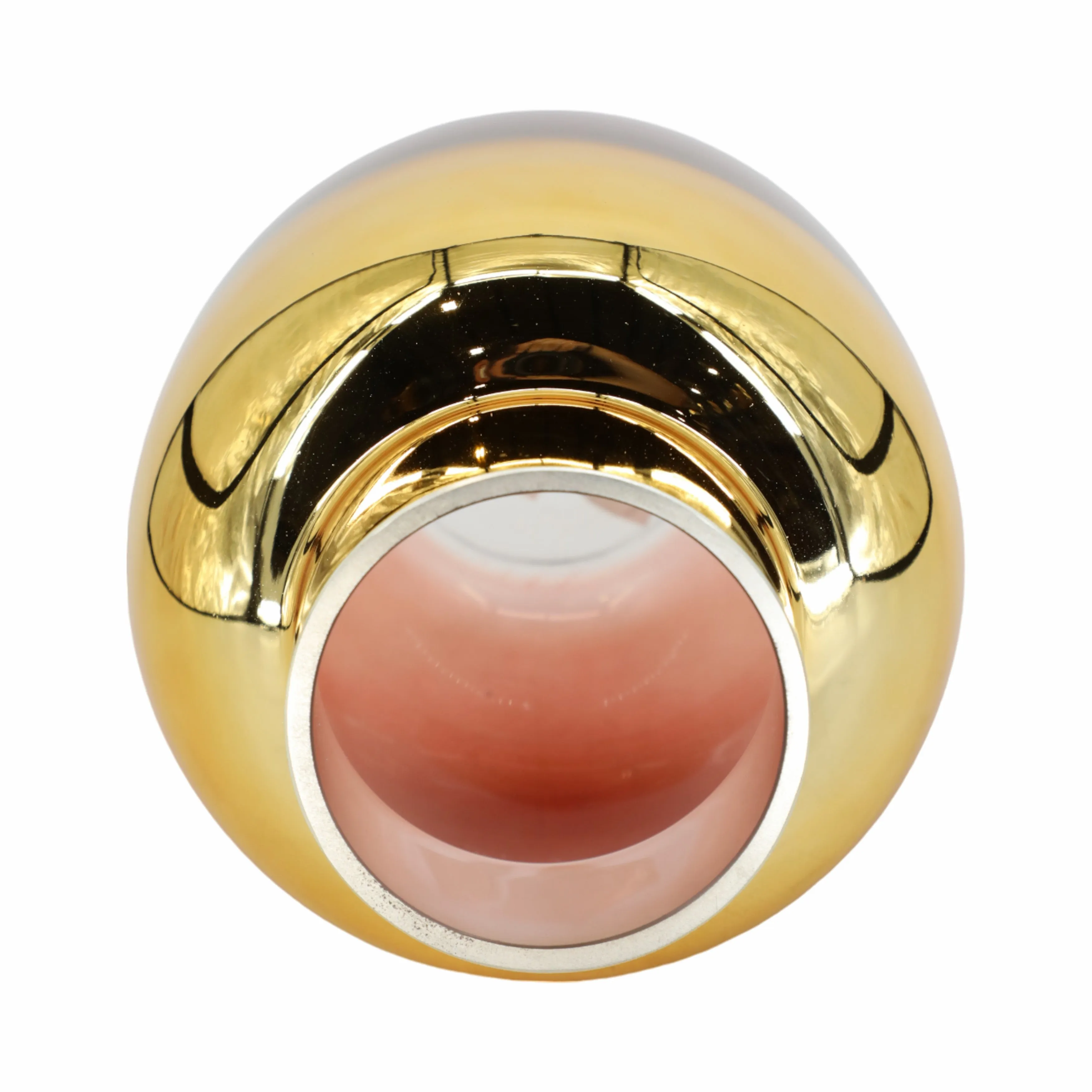 GLASS 10"H METALLIC VASE, PINK/GOLD