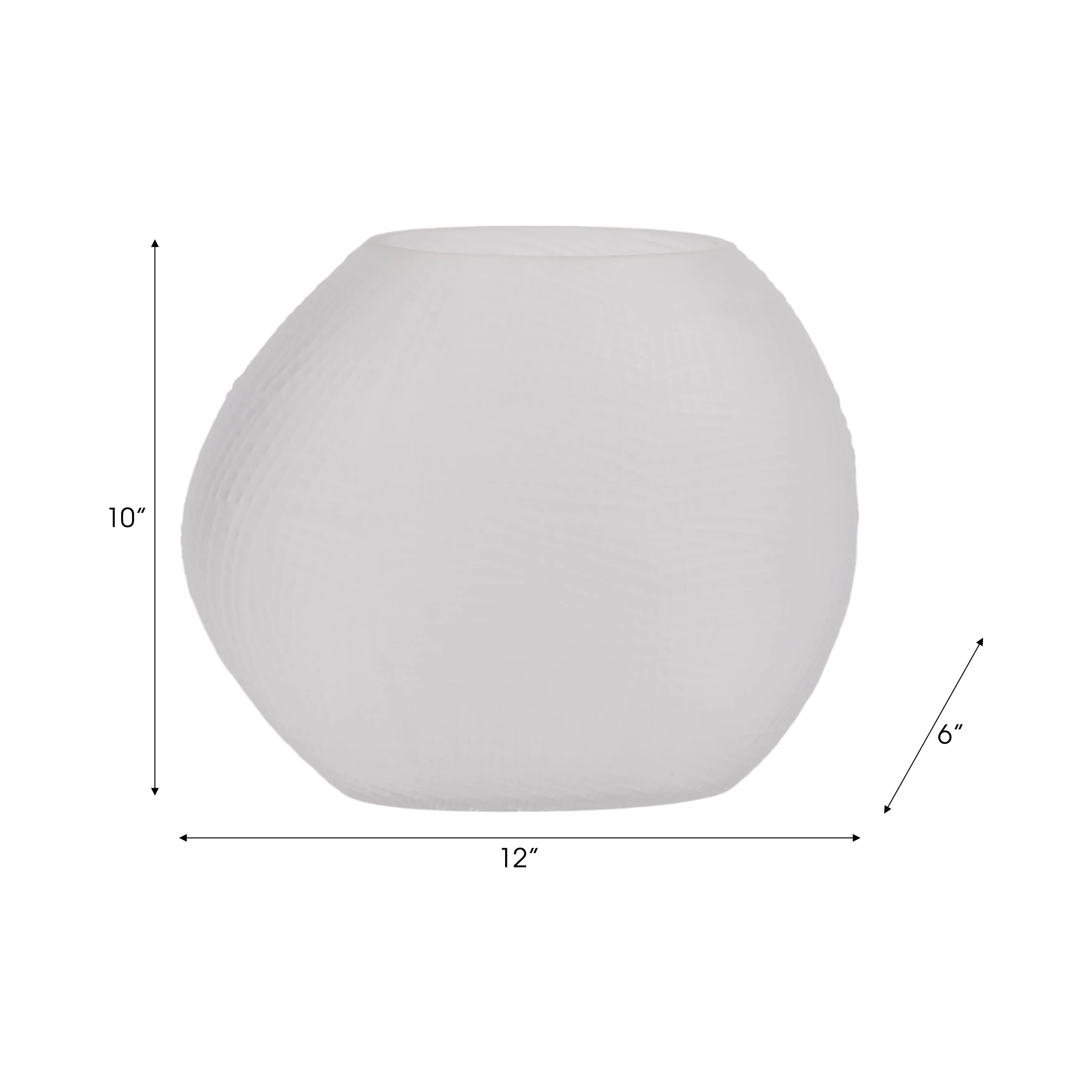 GLASS 10"H TEXTURED VASE, FROSTED WHITE
