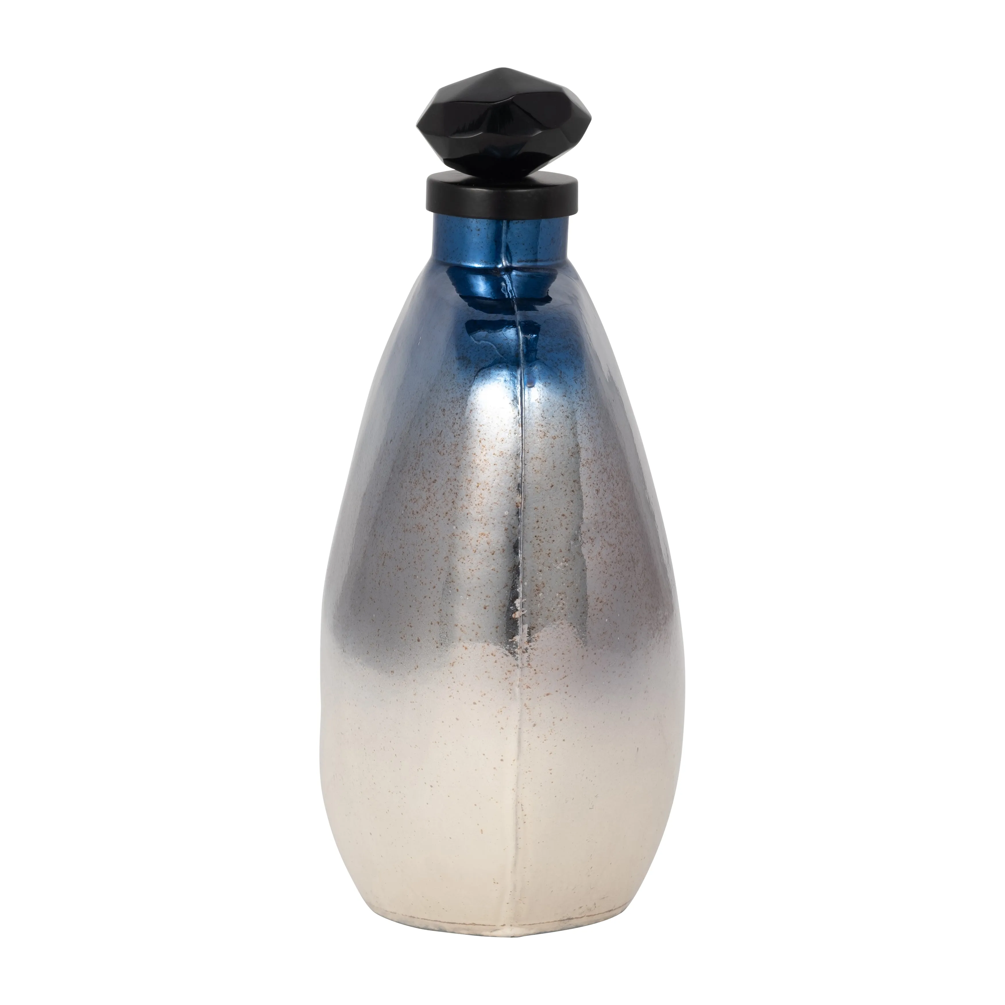 GLASS, 12" METALLIC SHEEN VASE W LID, MULTI