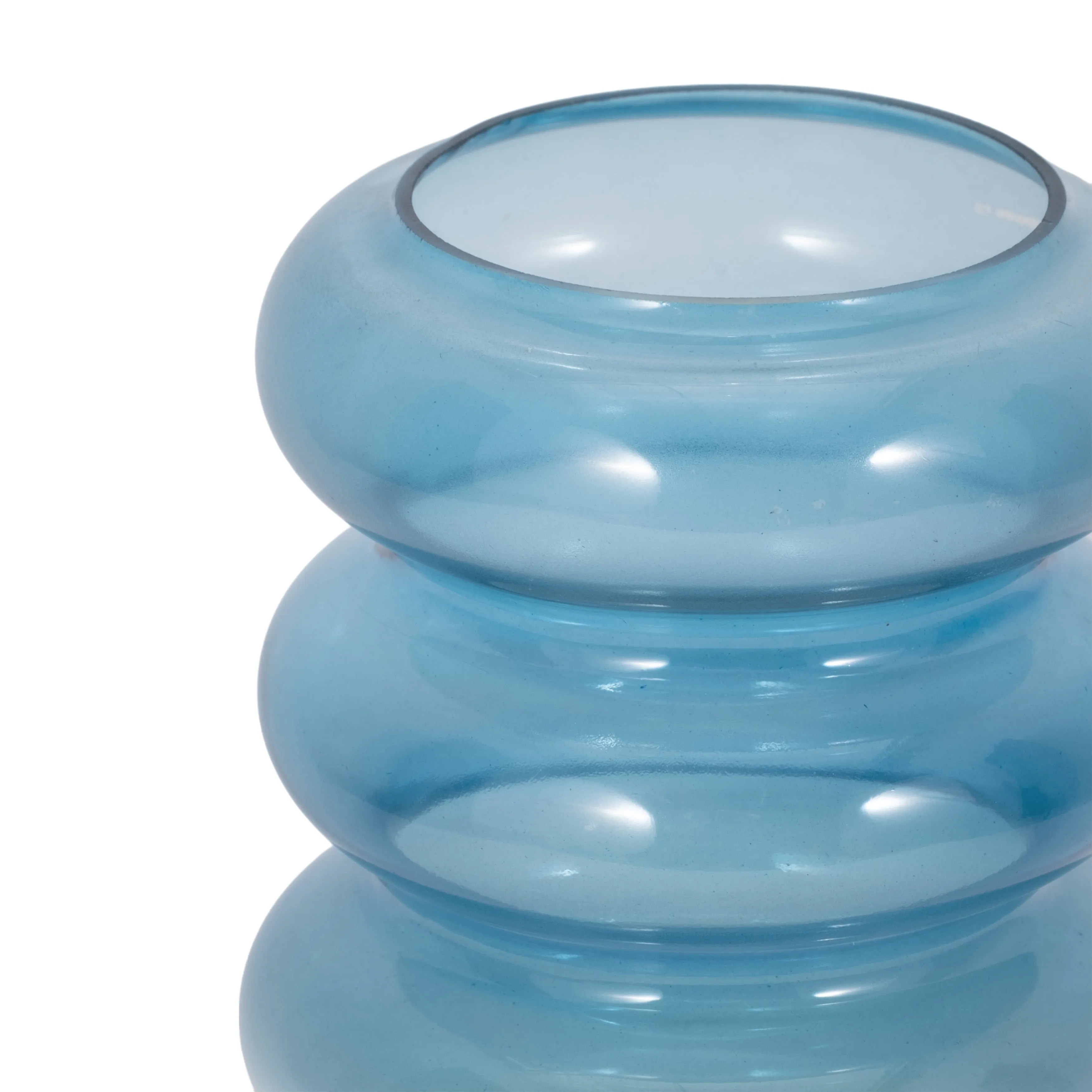GLASS, 12"H ACCORDION VASE, BLUE