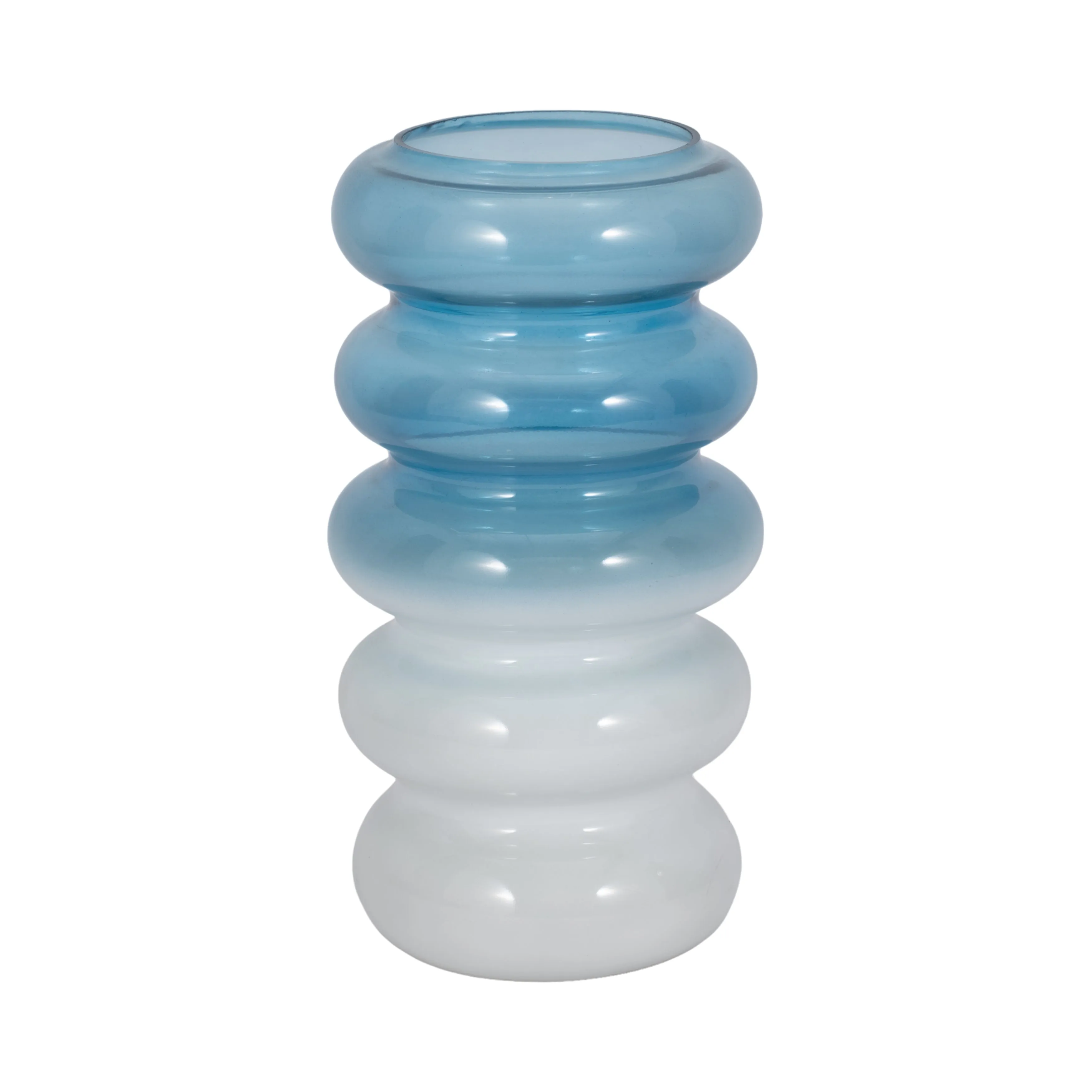 GLASS, 12"H ACCORDION VASE, BLUE