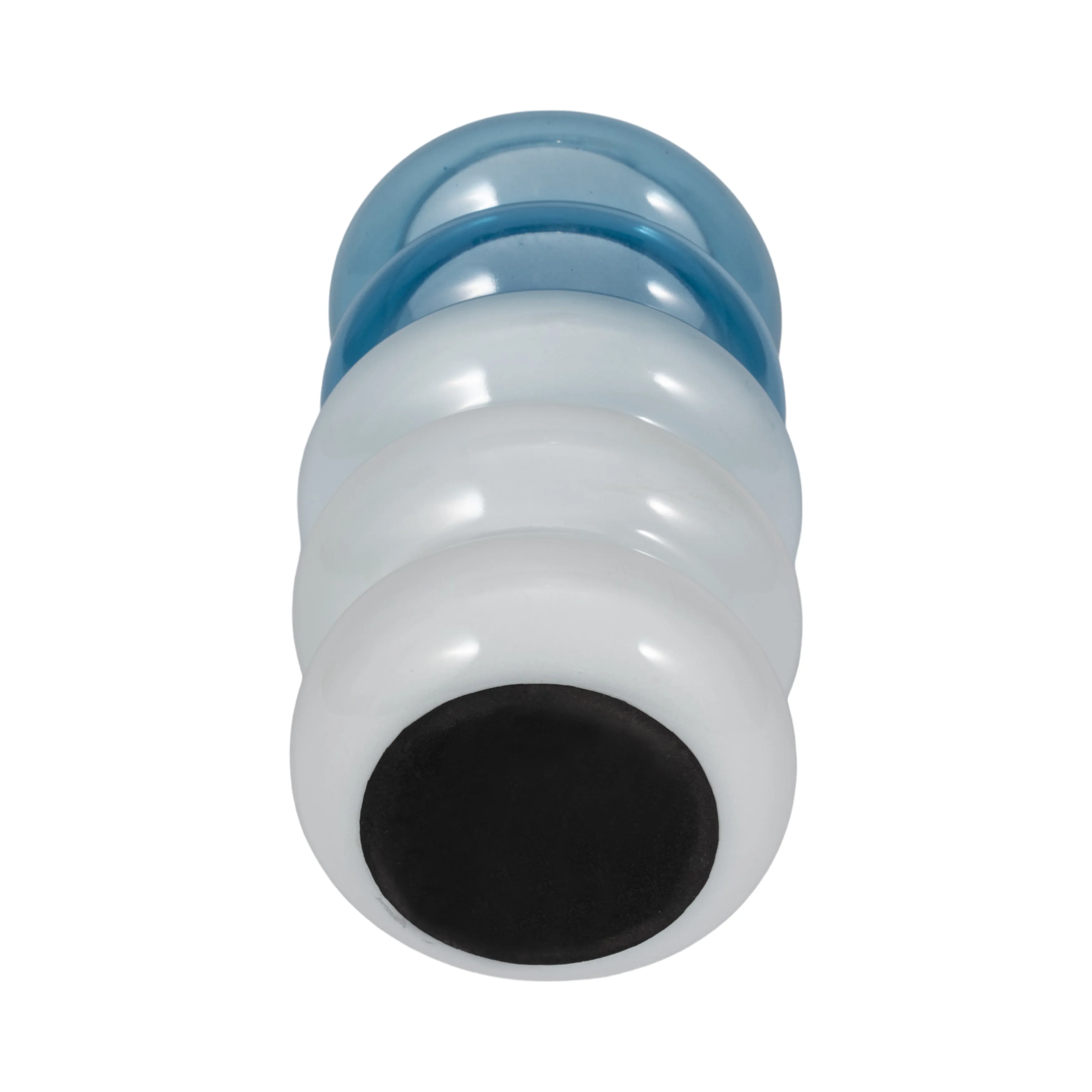 GLASS, 12"H ACCORDION VASE, BLUE