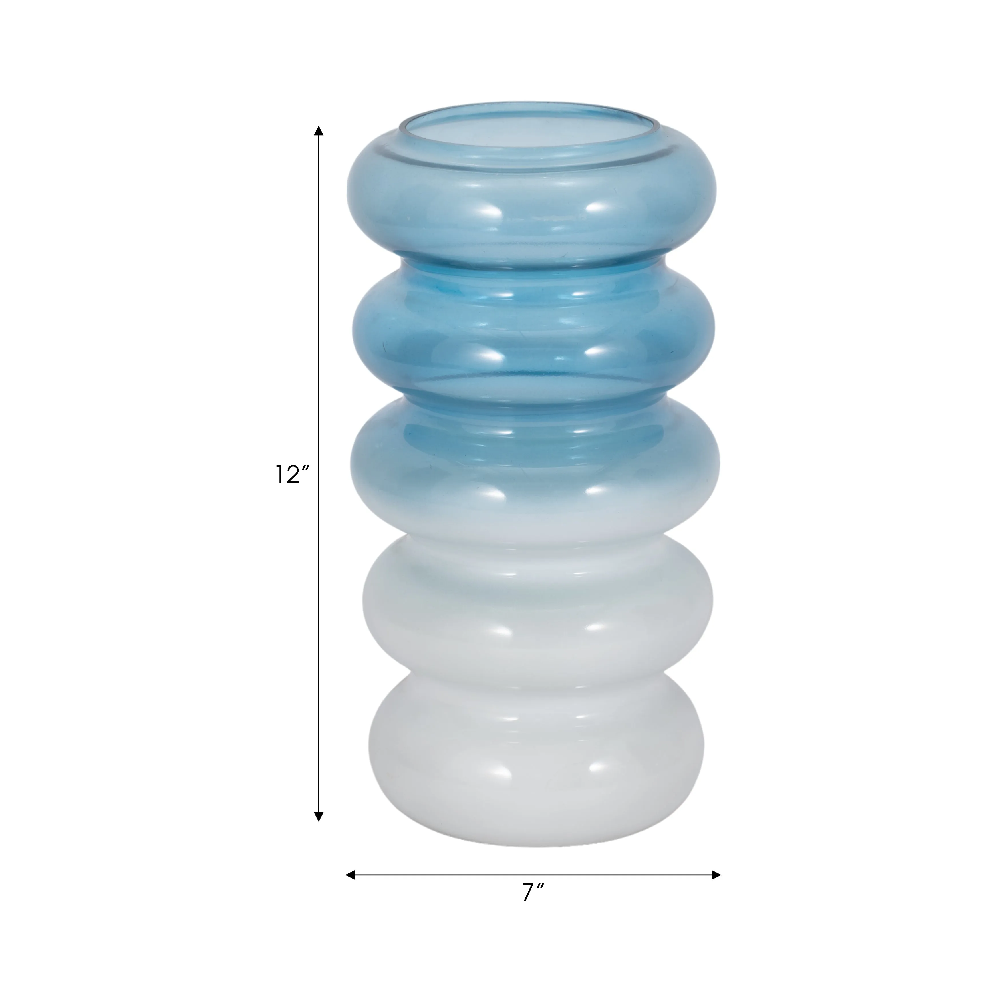 GLASS, 12"H ACCORDION VASE, BLUE