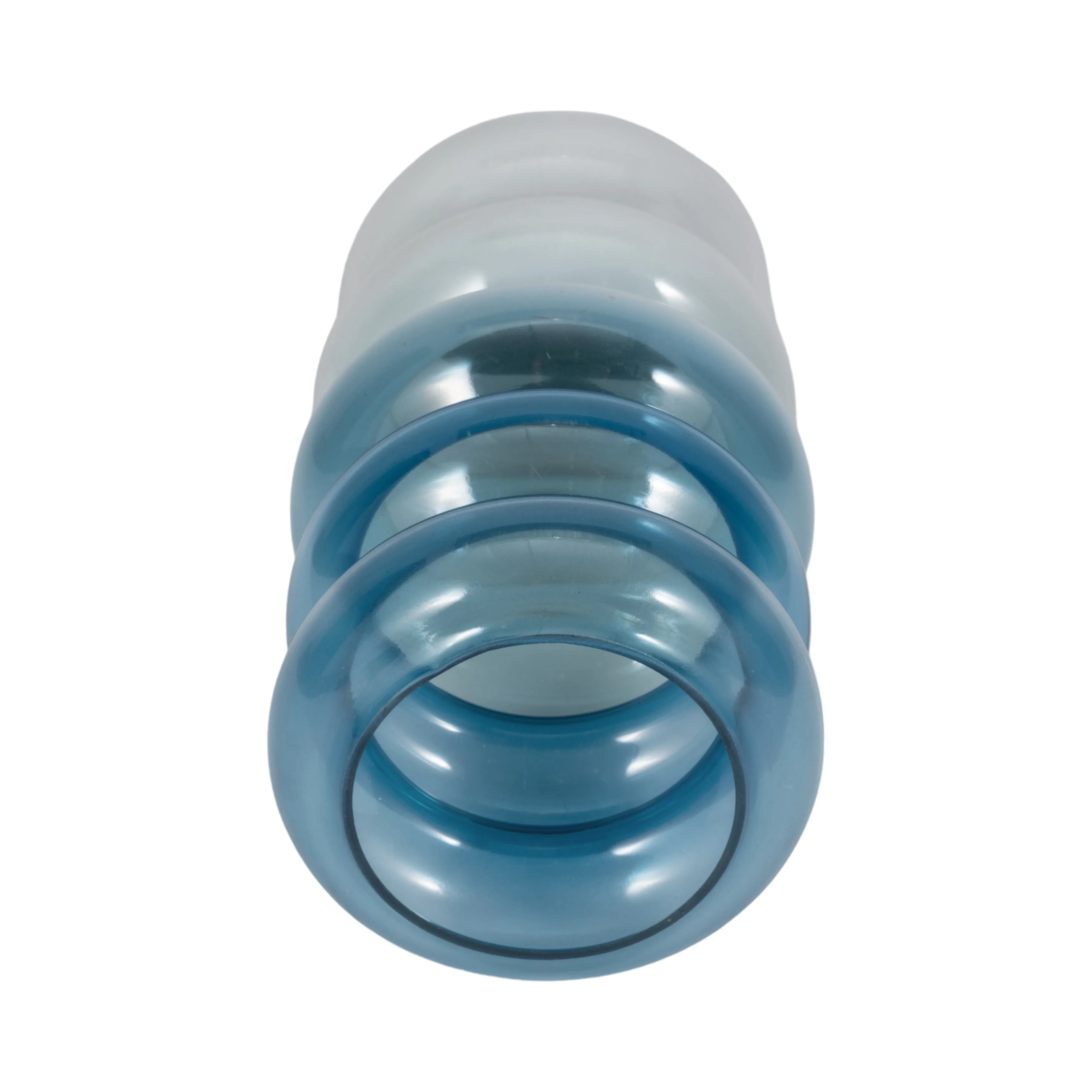 GLASS, 12"H ACCORDION VASE, BLUE