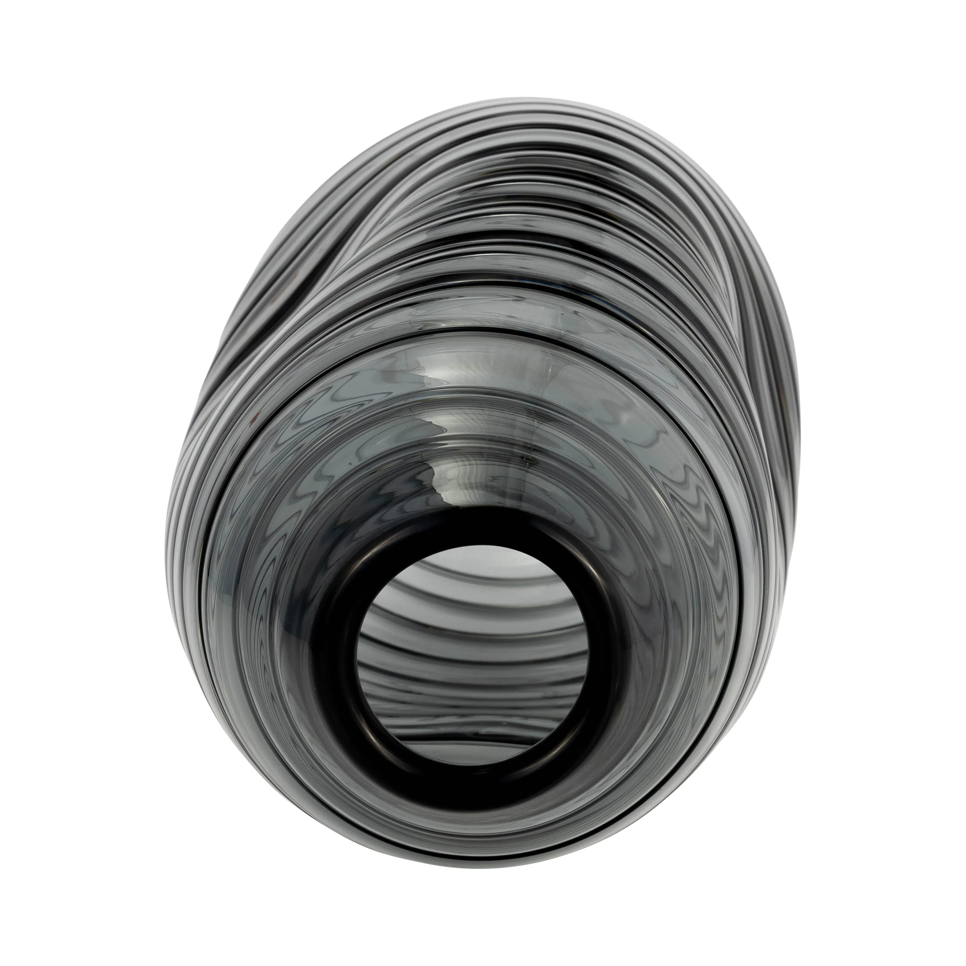 GLASS, 12"H PINCHED VASE, SMOKE