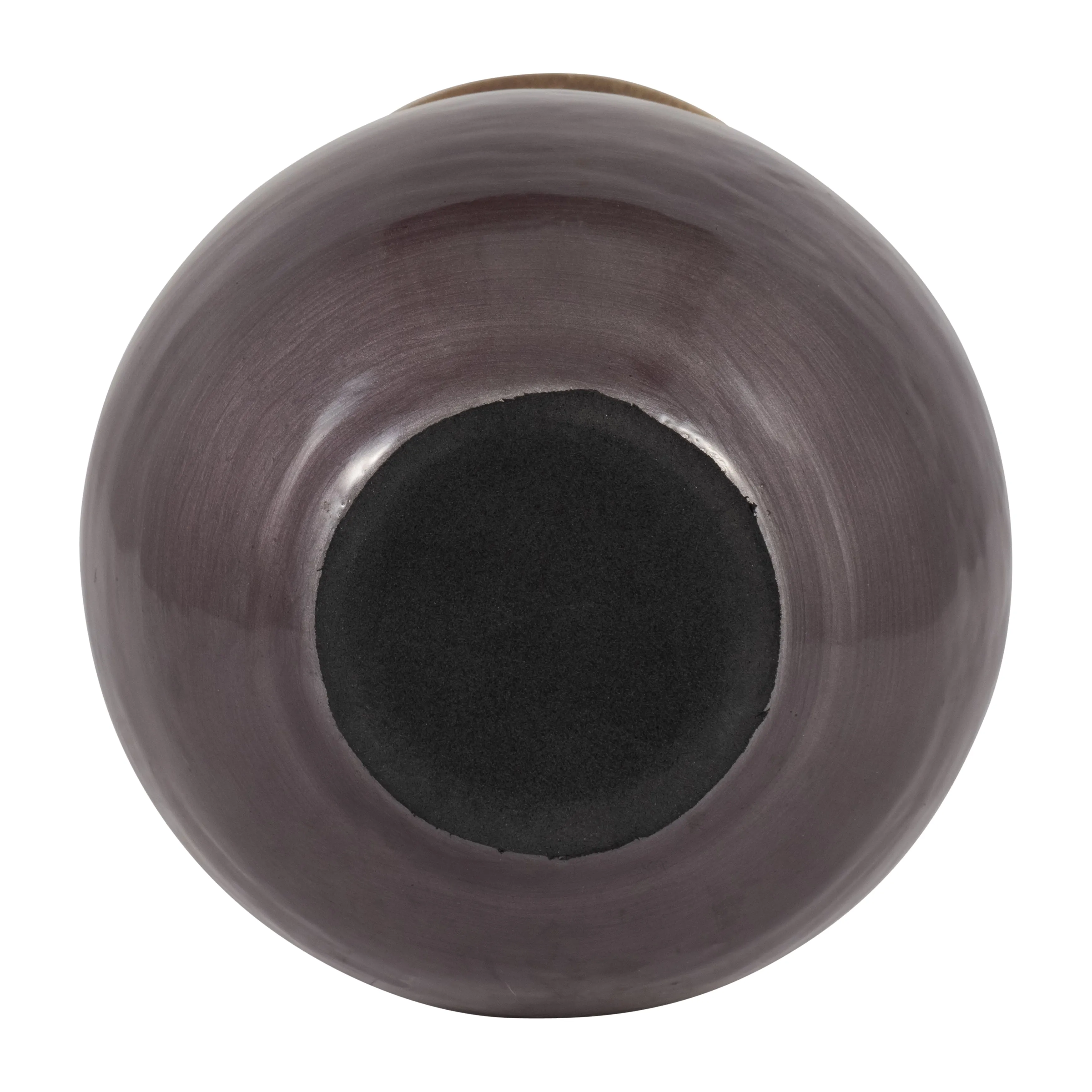 GLASS, 13" VASE WITH METAL RIM, MULTI