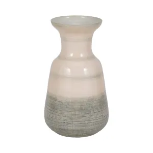 Glass, 14" 2-toned Enamel Vase, White
