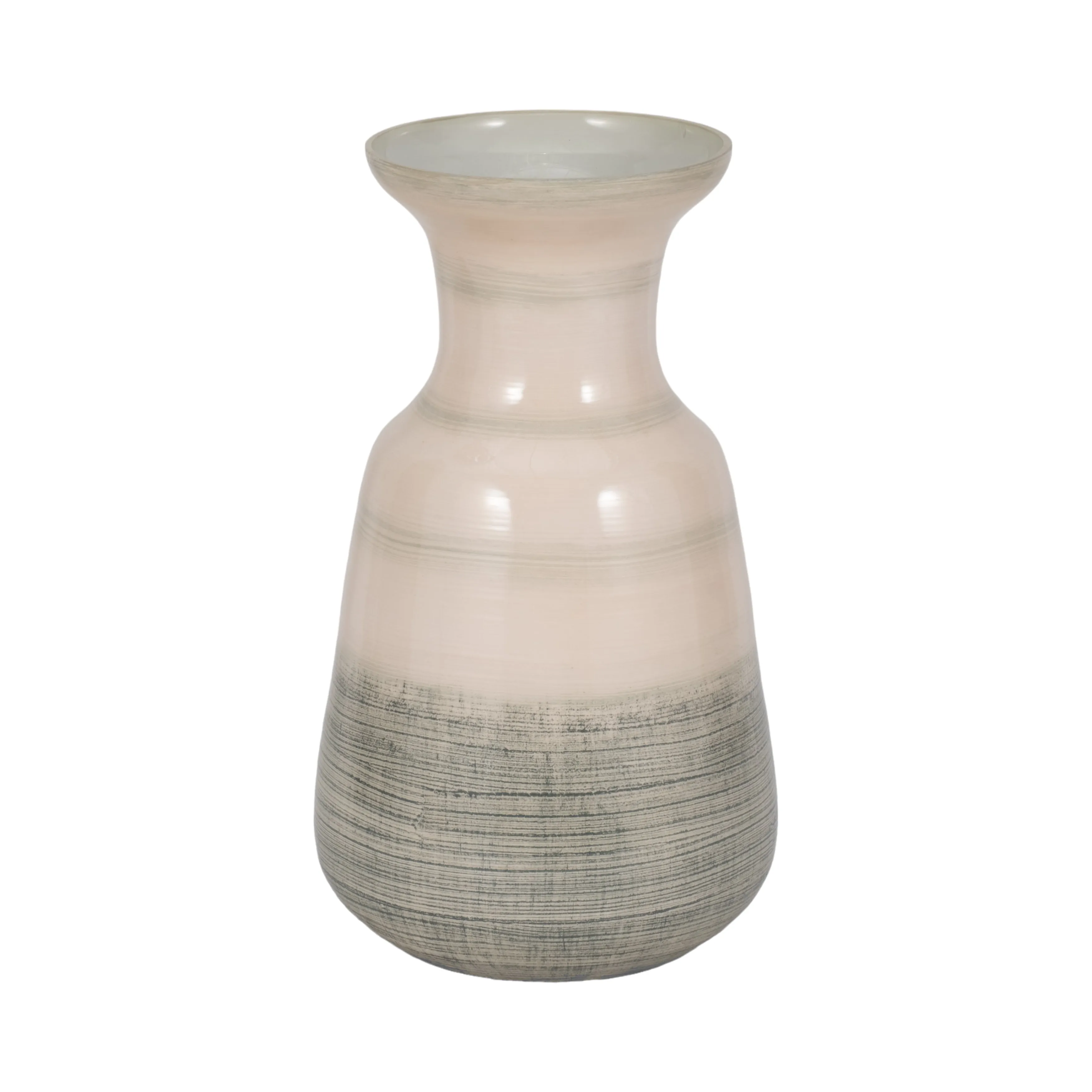 Glass, 14" 2-toned Enamel Vase, White